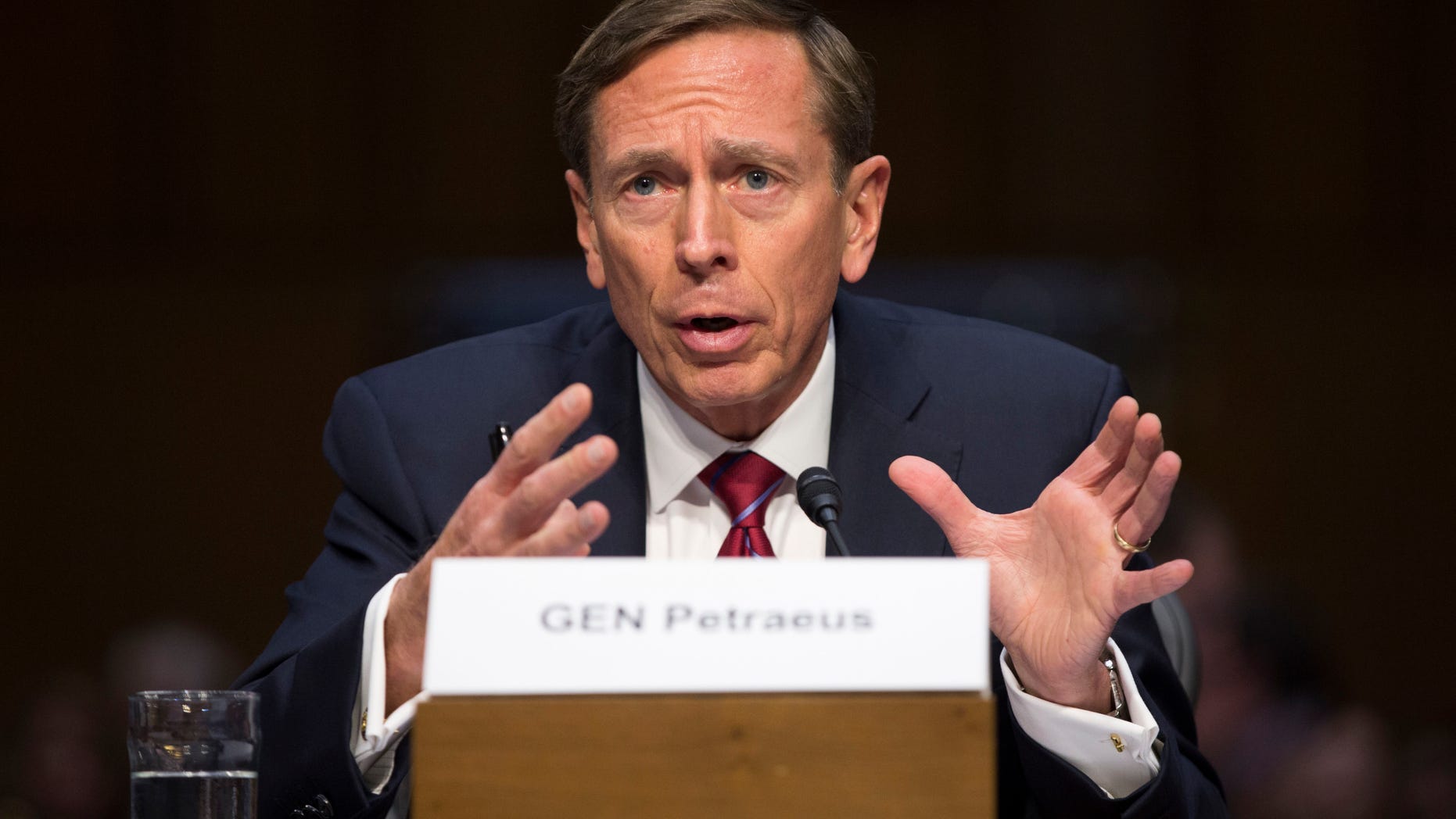 FILE - In this Sept. 22, 2015 file photo, David Petraeus testifies on Capitol Hill in Washington. The military parade for Donald Trump has come early. Two months before Inauguration Day festivities, an extraordinary number of recently retired generals, including a few who clashed with President Barack Obamas administration, are marching to the president-elects doorstep for job interviews. (AP Photo/Evan Vucci, File)
