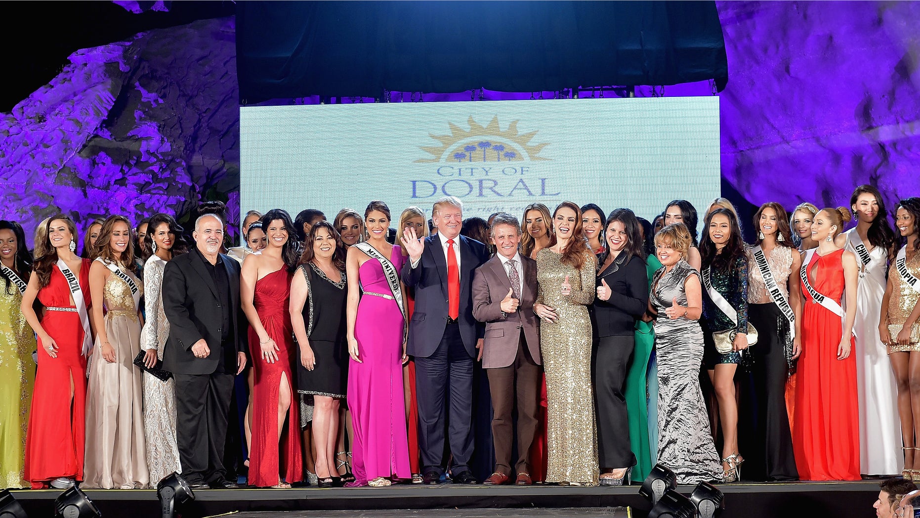 DORAL, FL - JANUARY 09: Donald Trump attends Miss Universe Welcome Event and Reception at Downtown Doral Park on January 9, 2015 in Doral, Florida. (Photo by Gustavo Caballero/Getty Images)