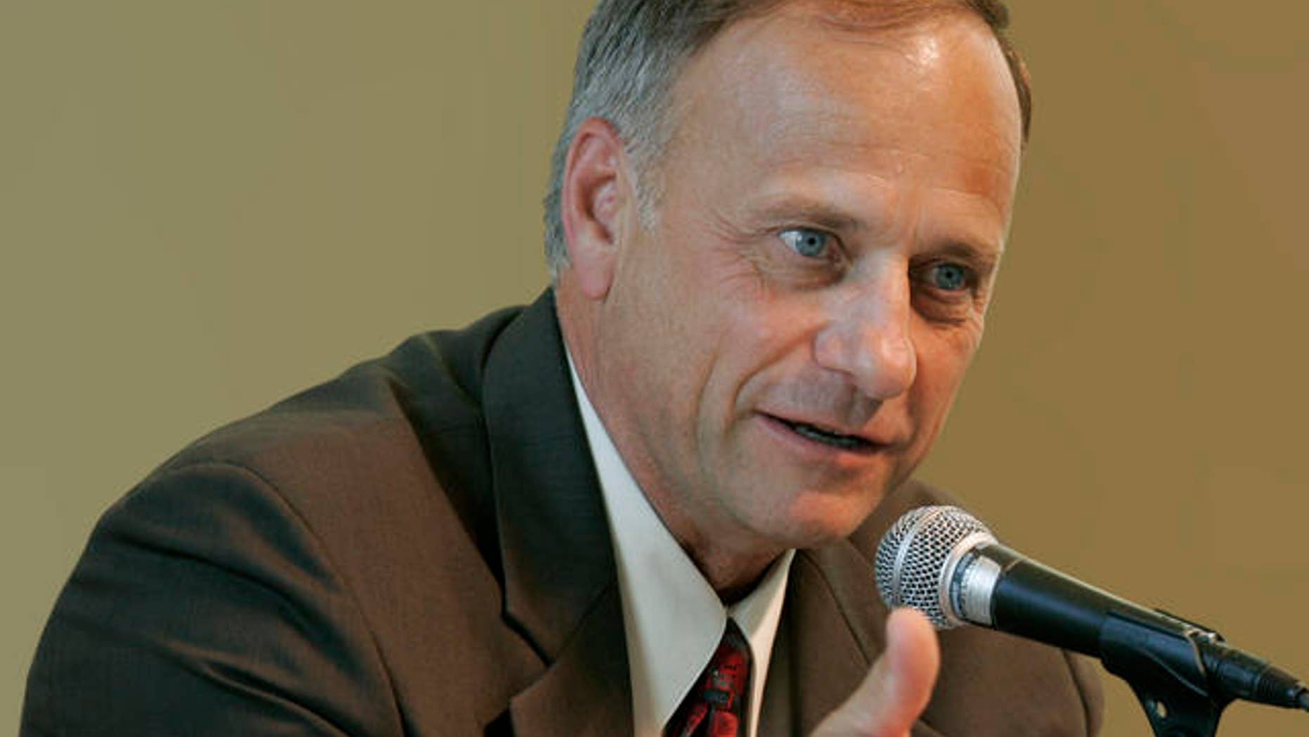 U.S. Rep. Steve King, R-Iowa, speaks during a farm bill congressional field hearing, Monday, July 31, 2006, at Dordt College in Sioux Center, Iowa. King doesn't shy from controversy, and his views have paid off with praise from conservatives _ and disdain from critics. In his rural, western Iowa congressional district, King remains a popular two-term congressman. (AP Photo/Charlie Neibergall)