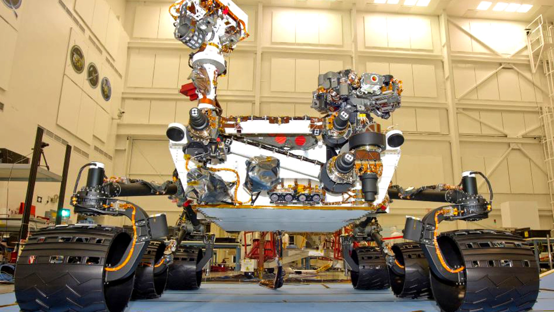 June 3, 2011: The NASA Mars Science Laboratory rover, Curiosity, seen during final mobility testing inside the Spacecraft Assembly Facility at NASA's Jet Propulsion Laboratory, Pasadena, Calif.