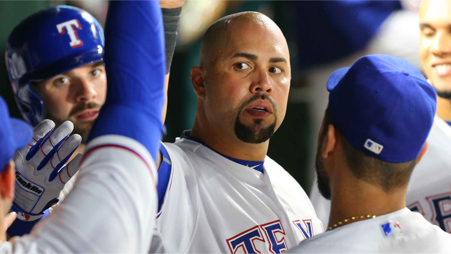 Carlos Beltran #36 of the Texas Rangers in Arlington on September 16, 2016 in Arlington, Texas.