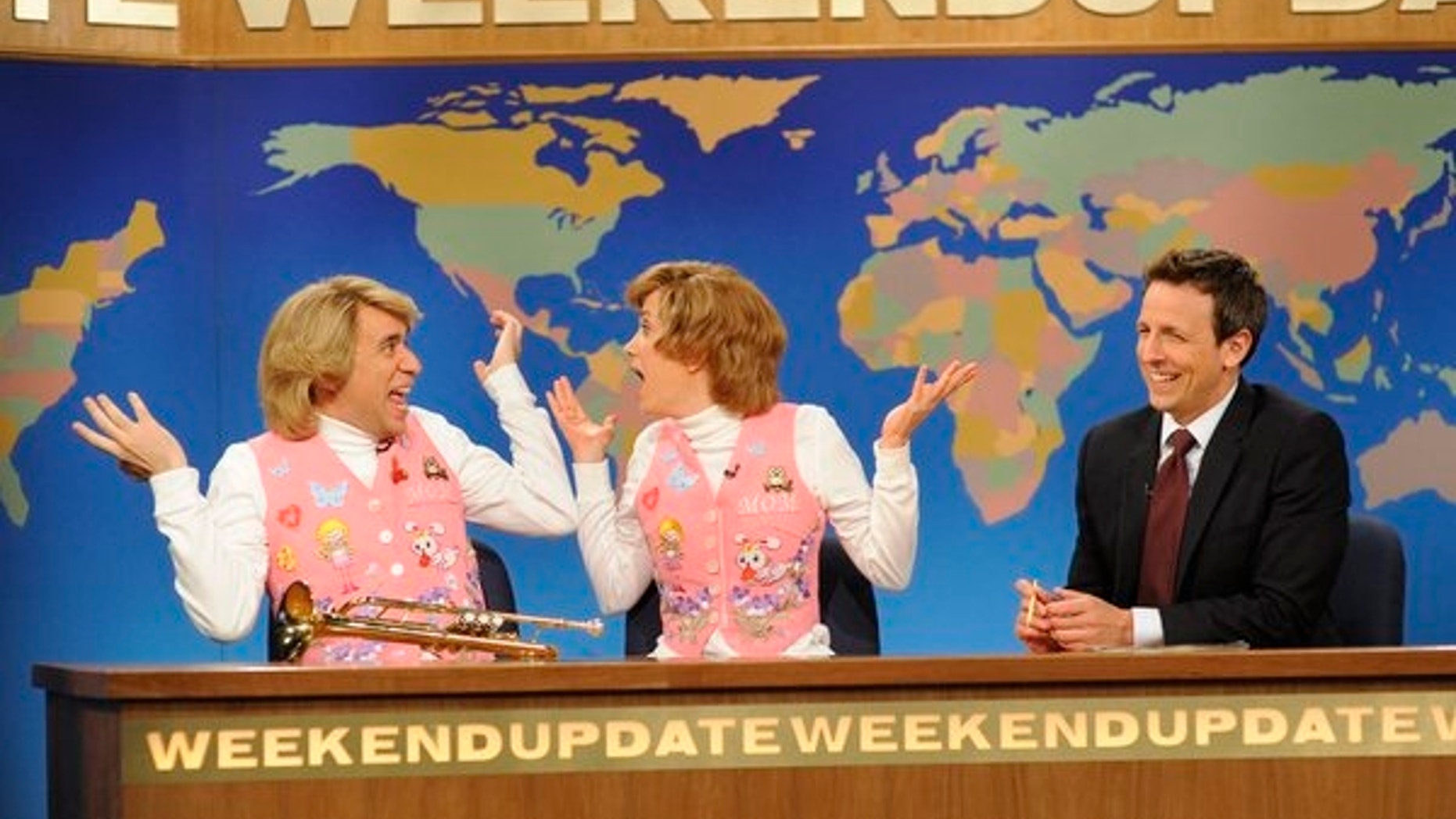 Fred Armisen, Kirsten Wiig, Seth Meyers on "Saturday Night Live."