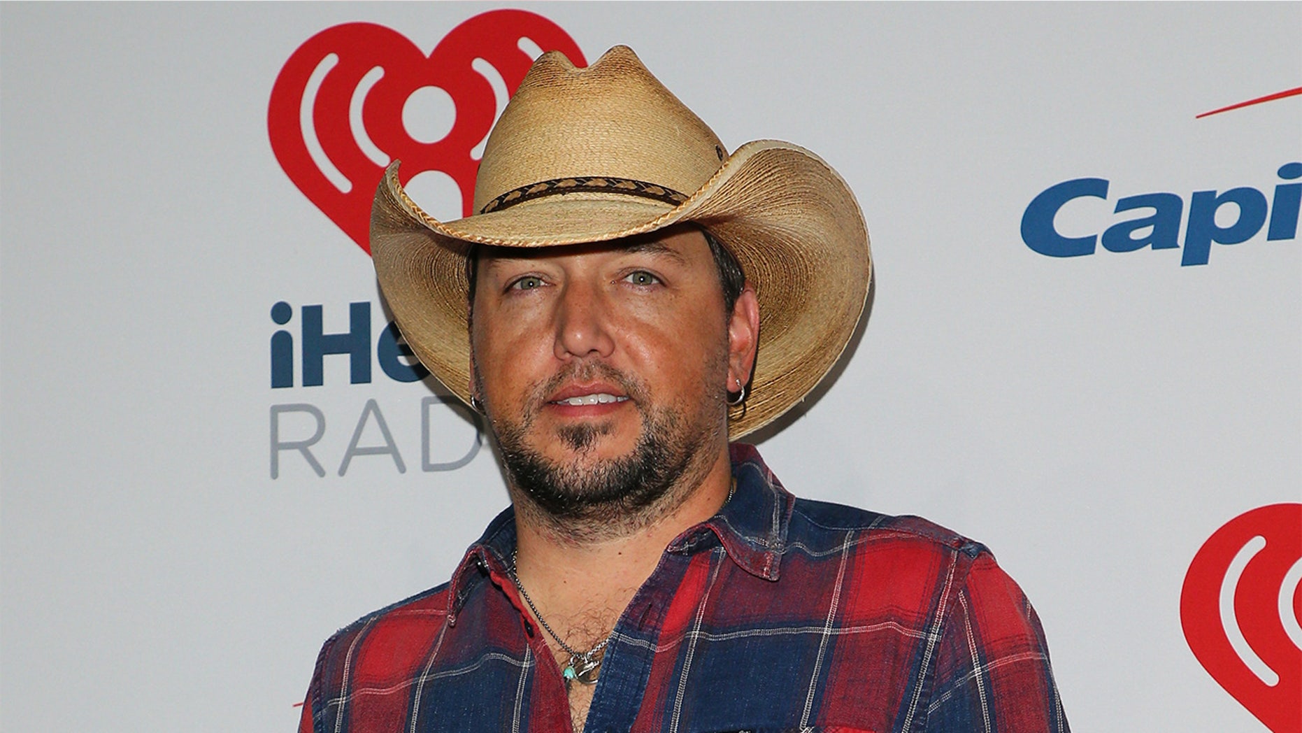 Jason Aldean attends the 2018 iHeartRadio Music Festival at T-Mobile Arena in Las Vegas and pays tribute to the first respondents and those lost during the Vegas shooting last October.