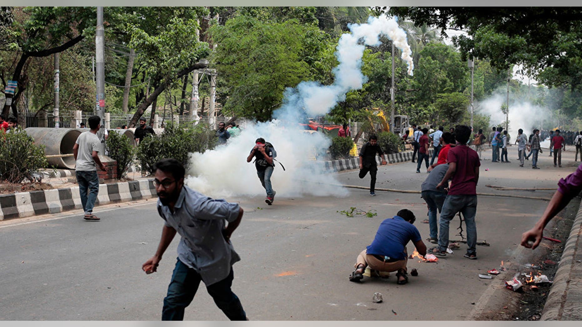 Students in Bangladesh vandalized university buildings, torched two cars and ransacked a fine arts institute, police said.