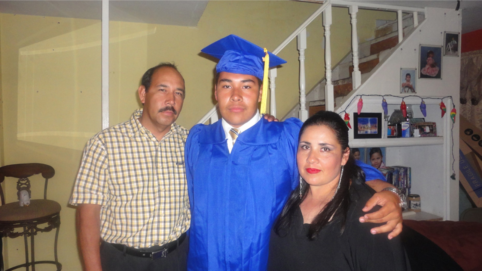 Marcos Muñoz and his parents. Muñoz traveled to Tijuana after his graduation ceremony to celebrate his graduation with the people he loves the most.
