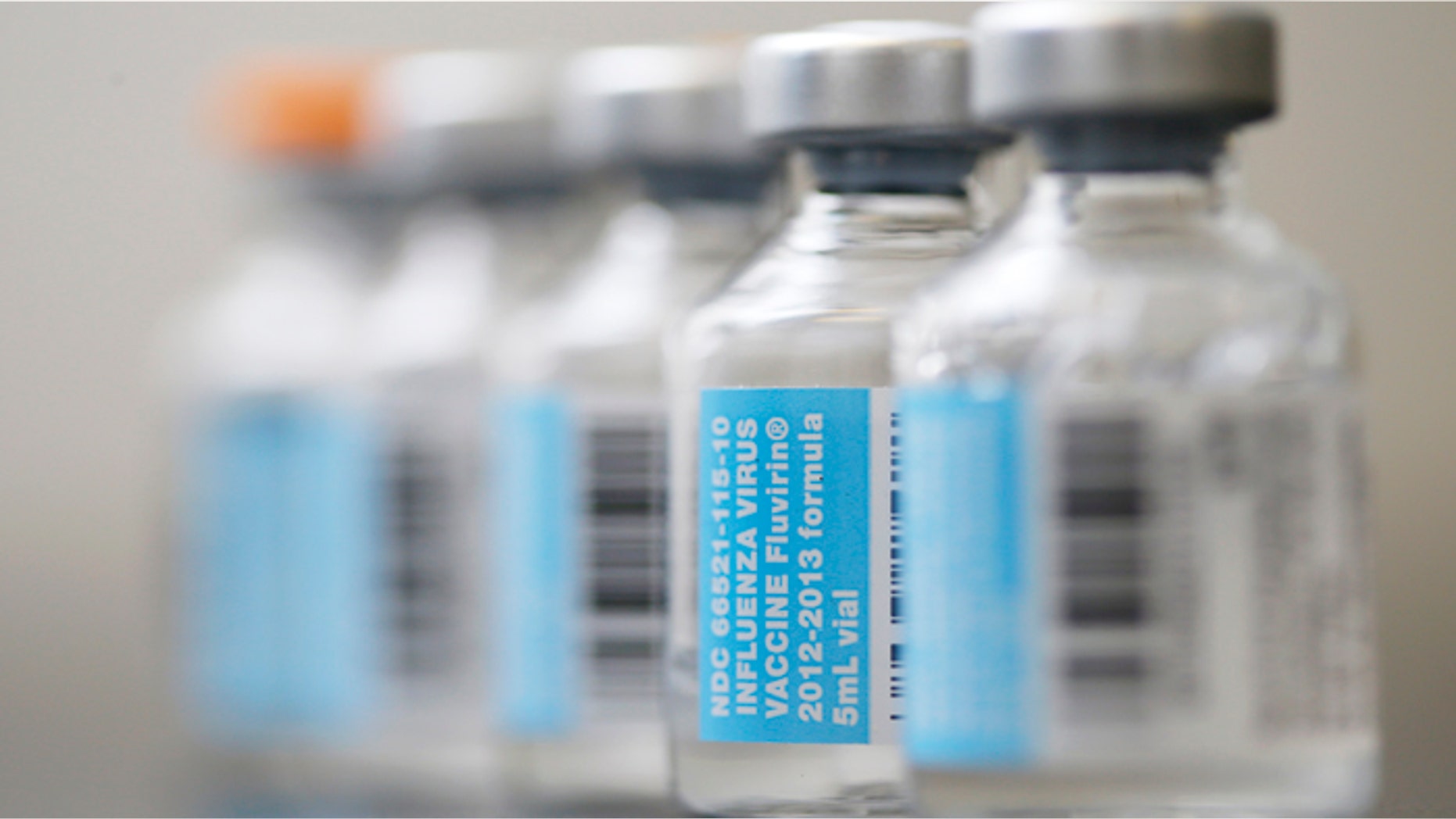 Vials of flu vaccine.