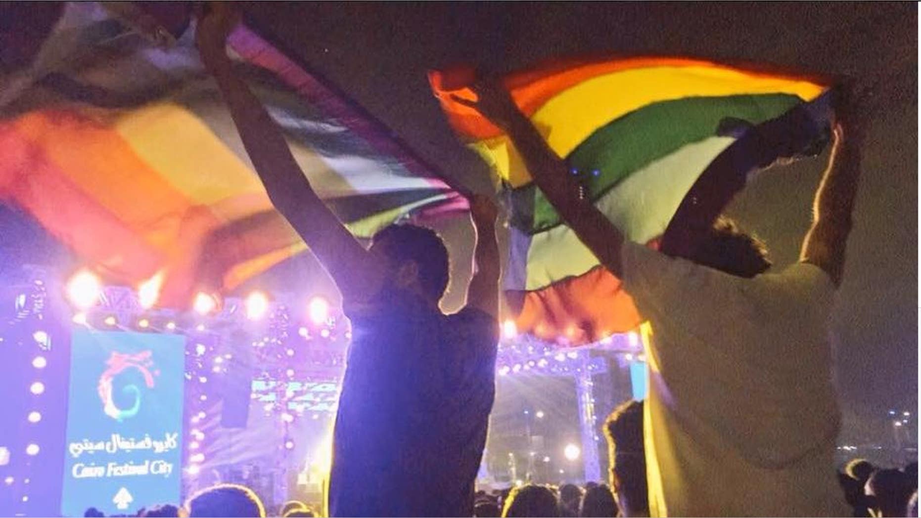 Seven people were arrested at a concert in Egypt for displaying a rainbow flag.