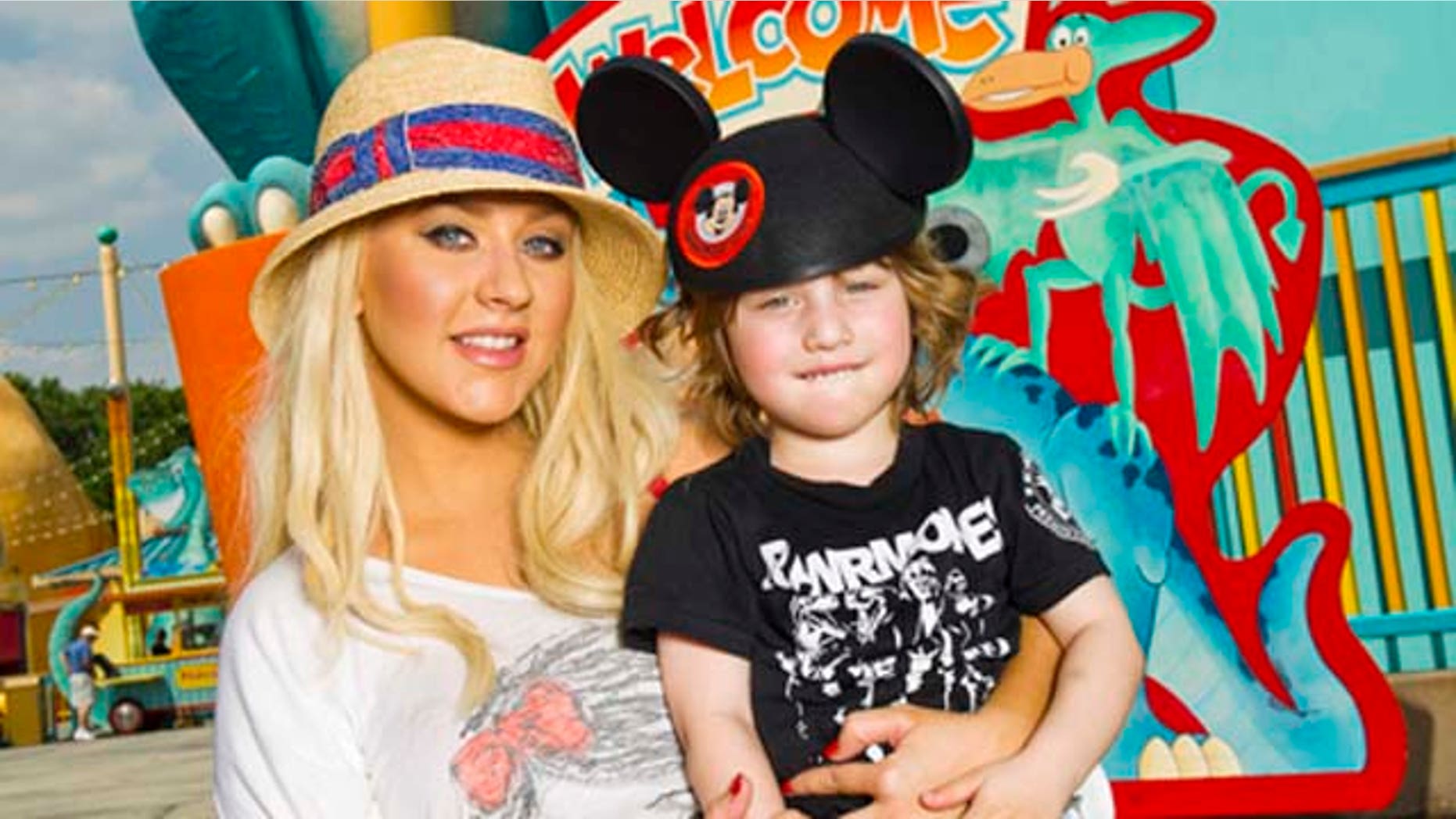 April 11, 2011: SInger Christina Aguilera poses with her son Max at Disney's Animal Kingdom theme park at Walt Disney World Resort in Lake Buena Vista, Fla.