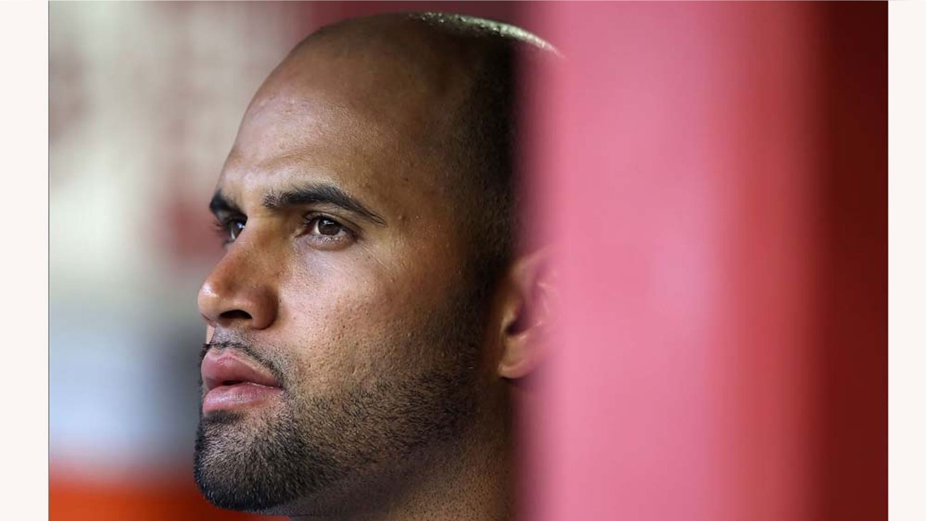 PHOENIX - JUNE 11: Albert Pujols #5 of the St. Louis Cardinals in the dugout during the Major League Baseball game against the Arizona Diamondbacks at Chase Field on June 11, 2010 in Phoenix, Arizona. The Cardinals defeated the Diamondbacks 5-2. (Photo by Christian Petersen/Getty Images)