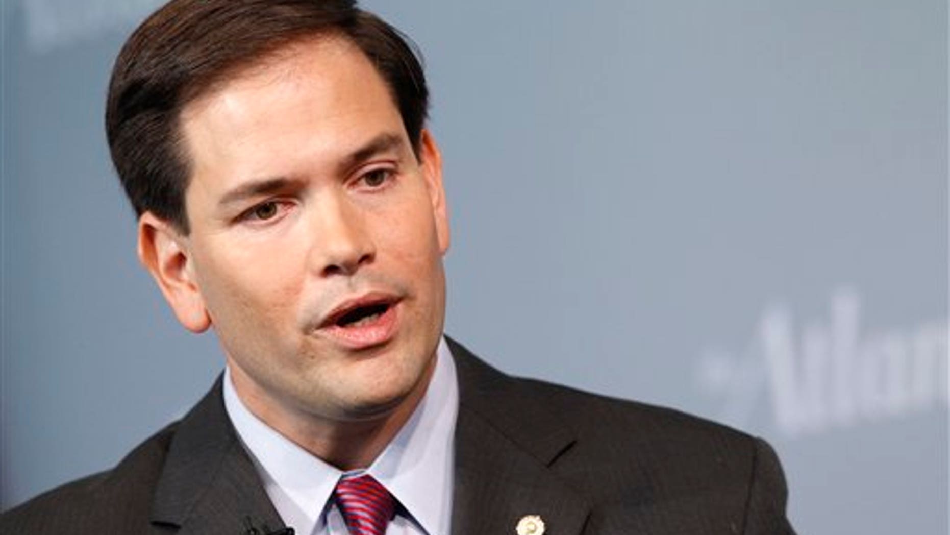 Sen. Marco Rubio, R-Fla., speaks during the Atlantic Forum, Wednesday, Oct. 5, 2011, at the Newseum in Washington. The Atlantic, the Aspen Institute, and the Newseum presented the third Annual Washington Ideas Forum, which drew together more than 60 policy makers, business leaders, and top journalists for a series of conversations and in-depth interviews about the direction of the country. (AP Photo/Haraz N. Ghanbari)