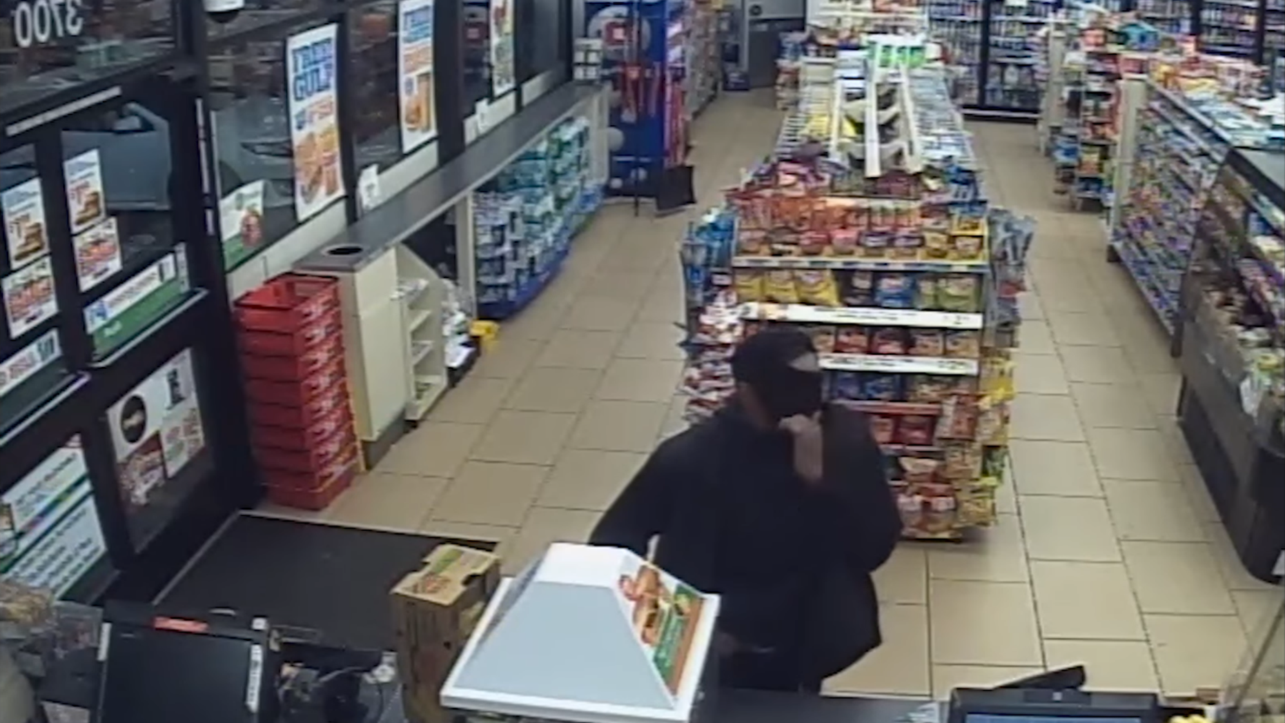 Armed robbery suspect forgot to put face mask on until he was already in the store.