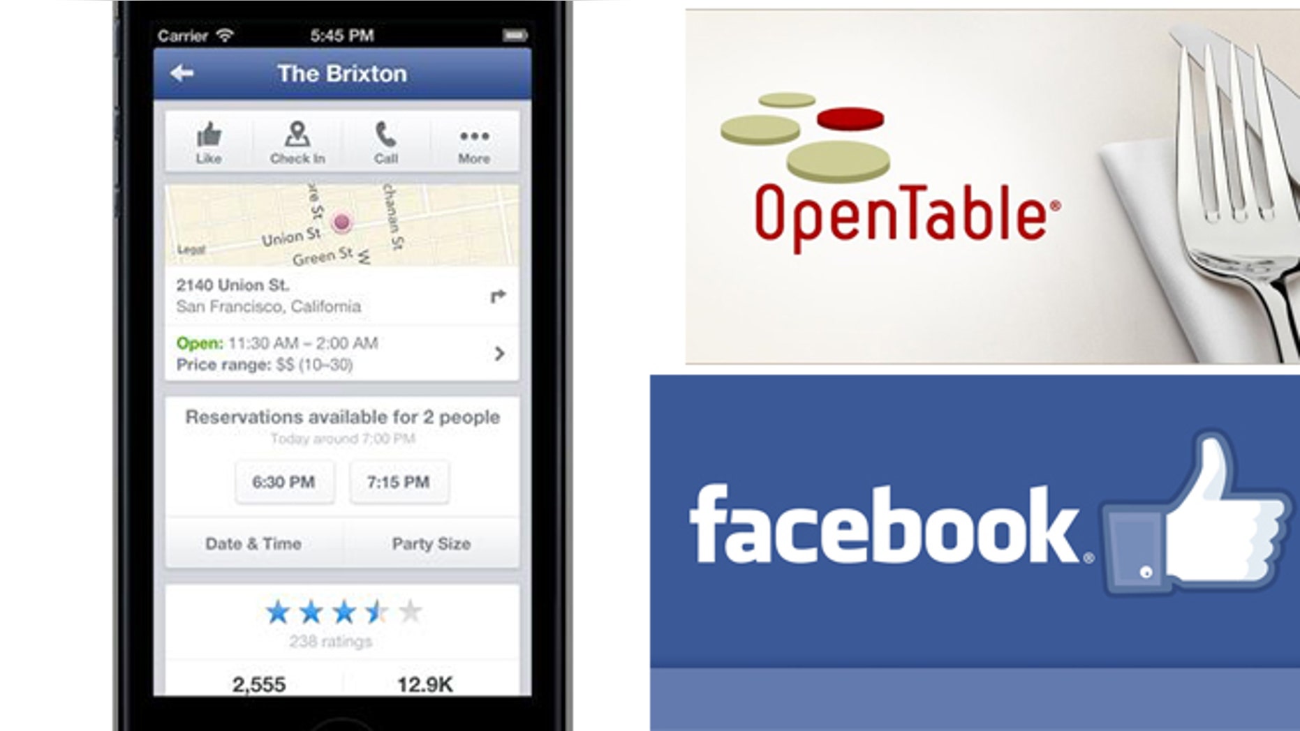 A new Facebook mobile iOS app allows you to make restaurant reservations on OpenTable without opening a separate website.