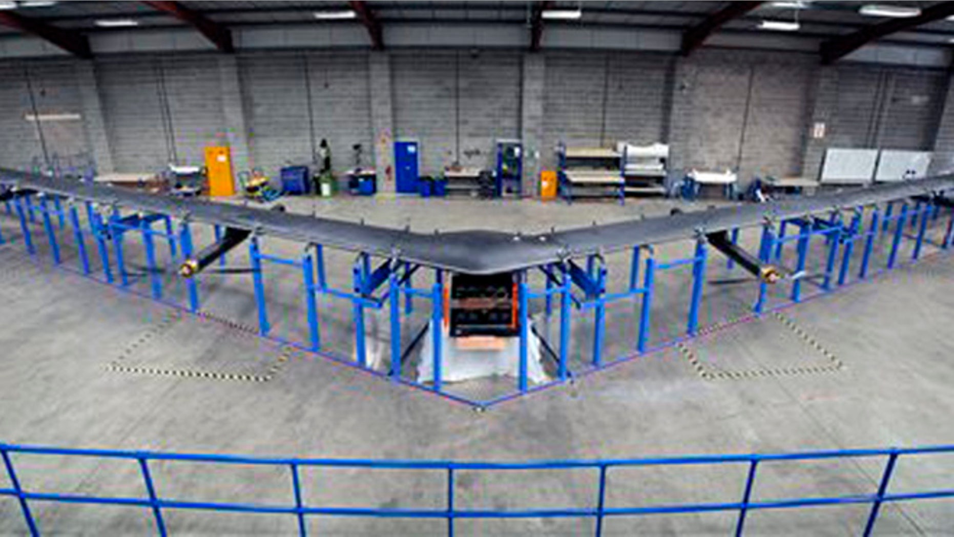 This undated image provided by Facebook shows the Aquila, a high-altitude, long-endurance aircraft with a wingspan as big as a Boeing 737, designed by Facebook's aerospace team in the United Kingdom.