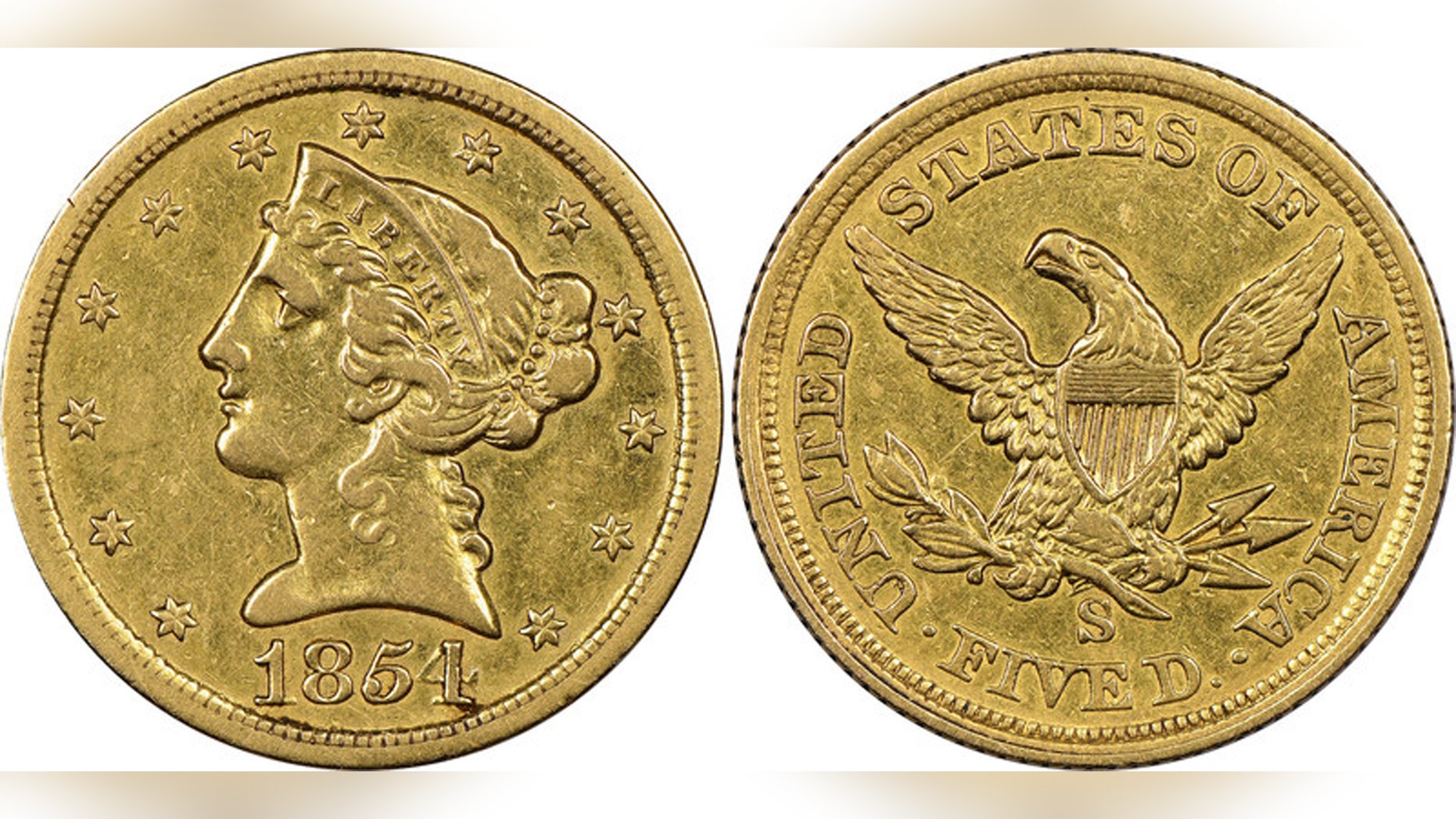 Mistakenly believed by its owner to be a fake, this historic gold coin now has been authenticated as "the discovery of a lifetime" by Sarasota's Numismatic Guaranty Corporation. It is only the fourth known surviving example of a $5 denomination coin struck at the San Francisco Mint during the California Gold Rush in 1854.