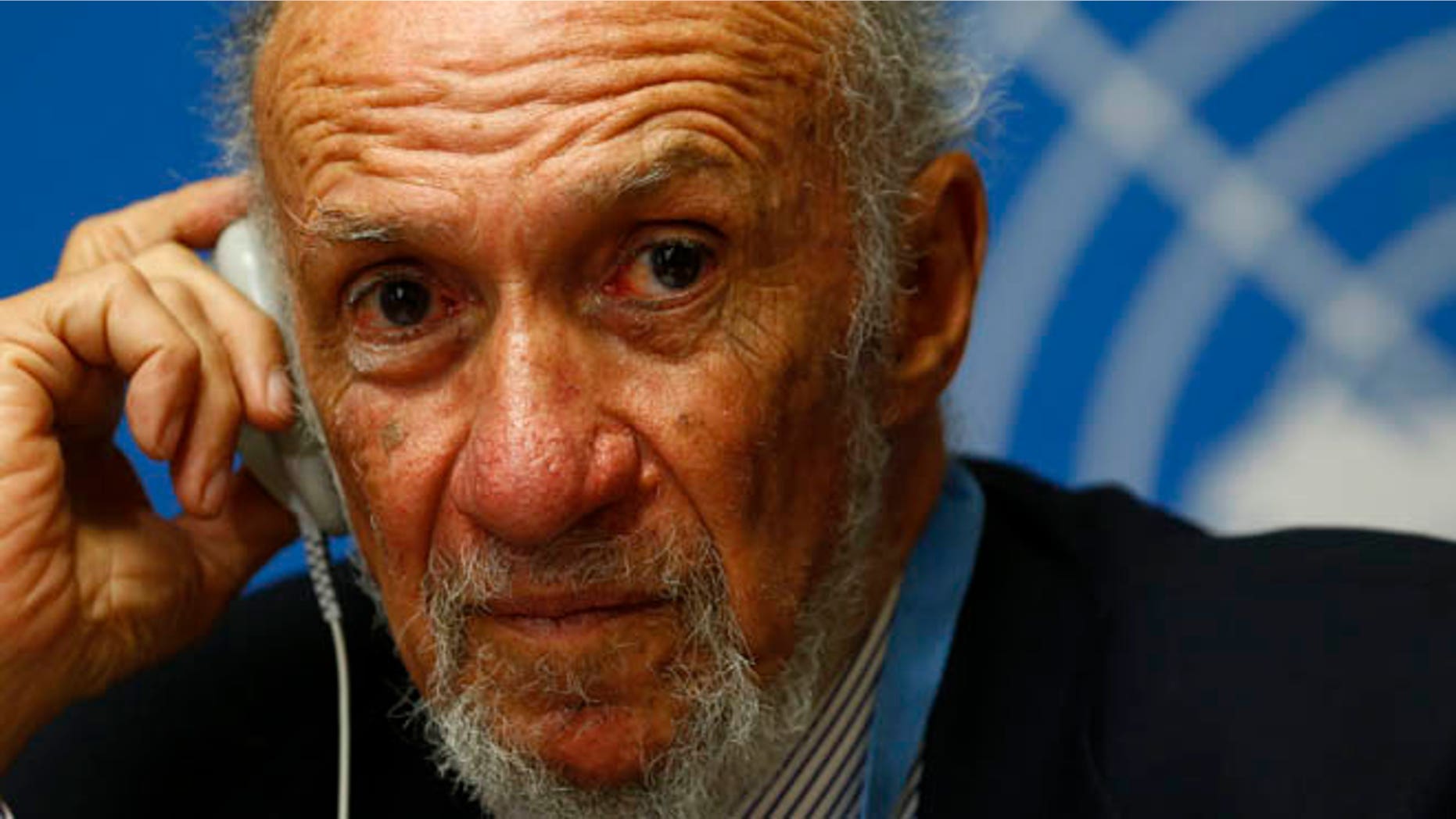 March 21, 2014: Then-United Nations investigator Richard Falk addresses a news conference in Geneva.