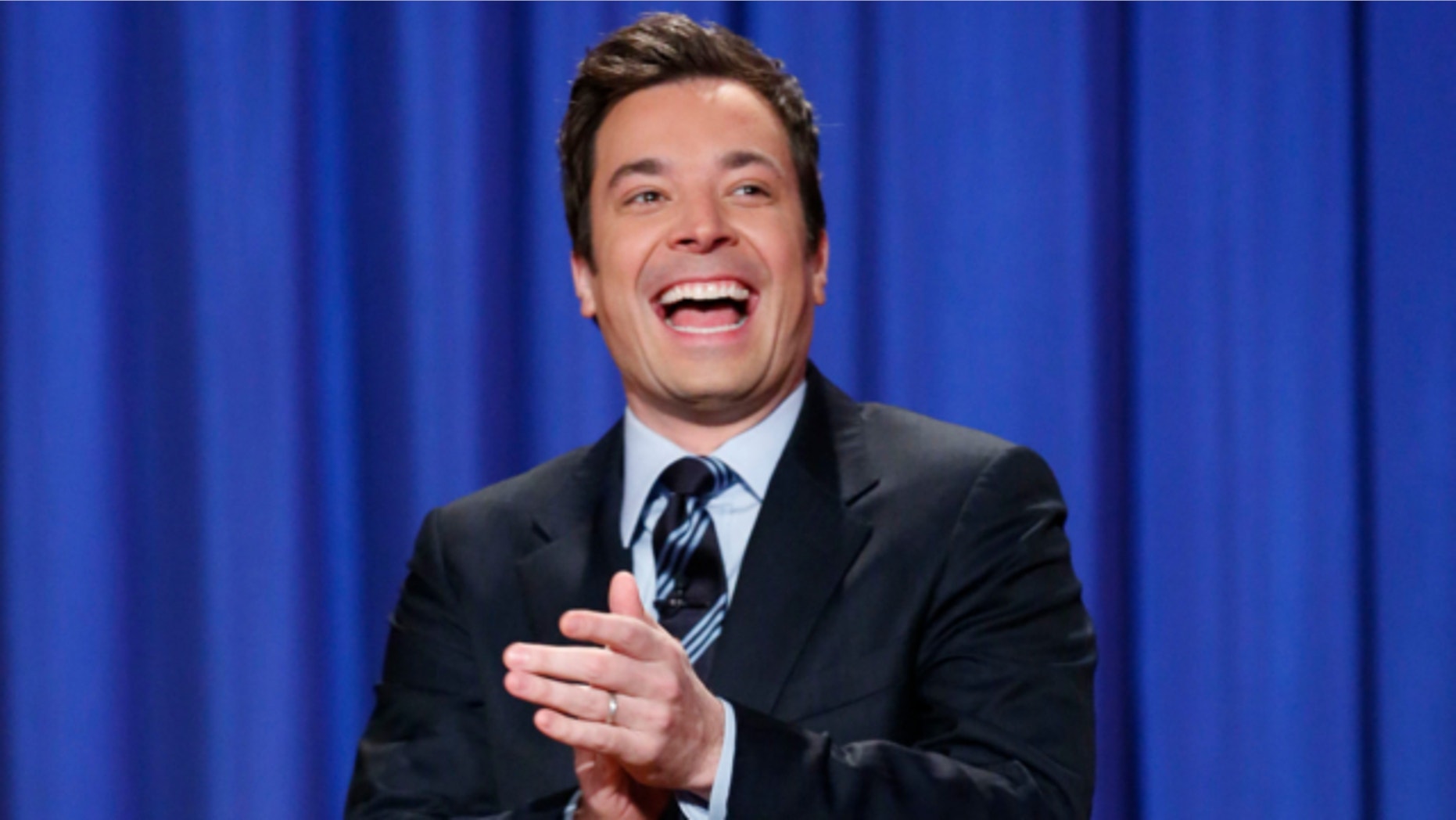 FILE: April 4, 2013: This photo released by NBC shows Jimmy Fallon, who made his debut as host of his new show, "The Tonight Show with Jimmy Fallon," on Feb. 17.