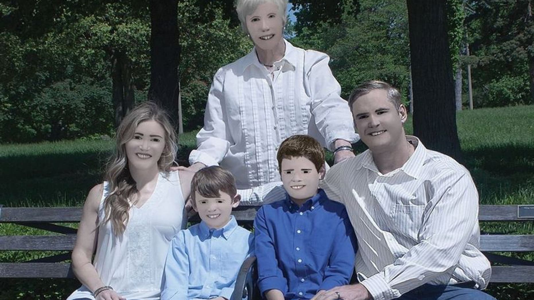 One family photo shoot is going viral after a 'professional' photographer got carried away with the airbrushing.