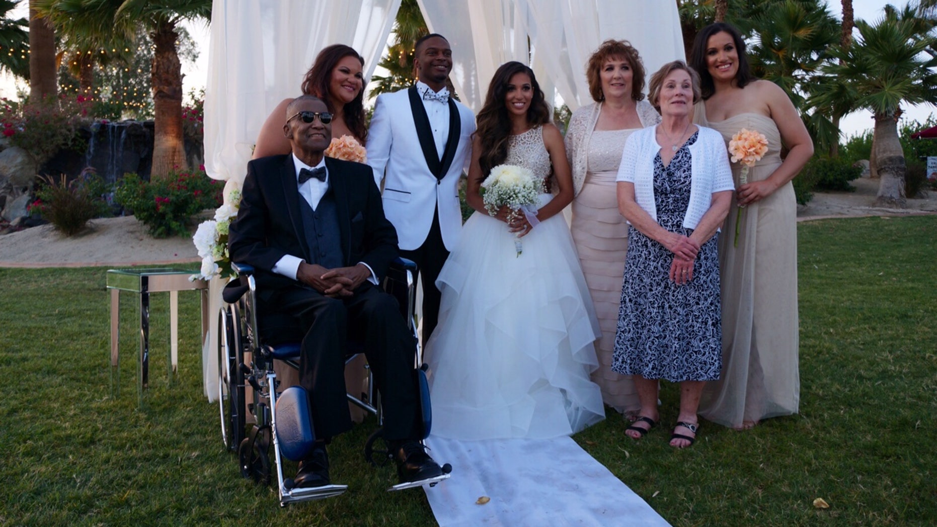 Andre Pearson surprised his daughter Alexandra at her wedding in California.