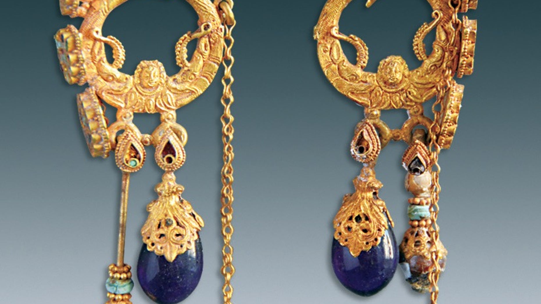 Two gold earrings were found beside Farong's skull in Datong City, China.