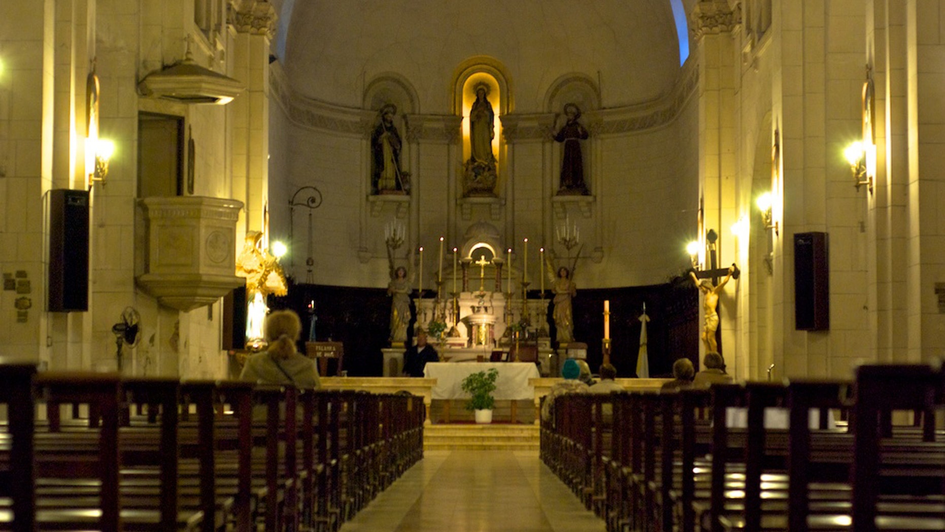 The interior of the church of San Francisco in La Plata where Juan Domingo Peron and Eva Maria Duarte were married on December 10 1945