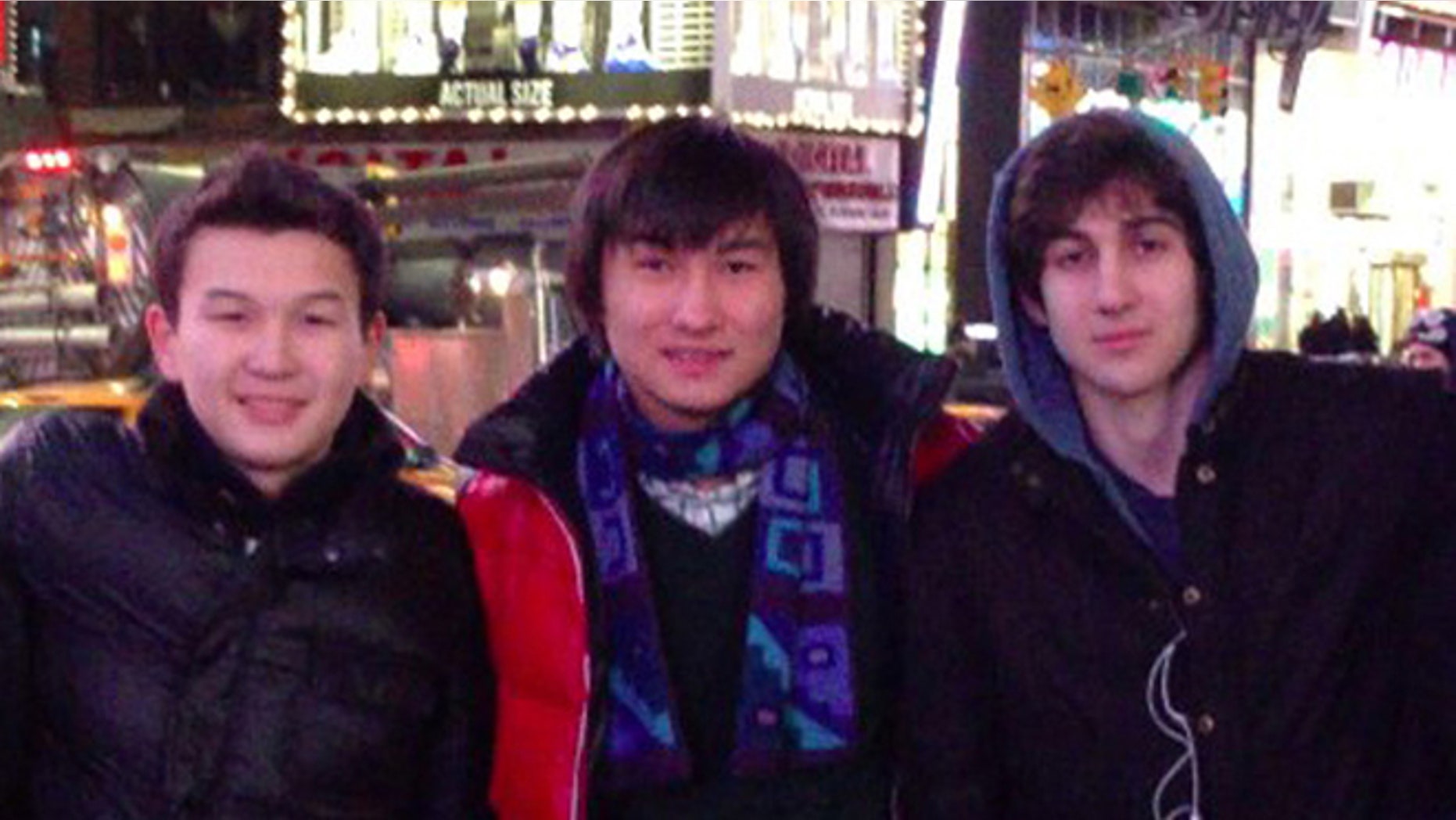 Azamat Tazhayakov, left, Kadyrbayev, center, and Dzhokhar Tsarnaev are seen in this undated photo. Tazhavakov was convicted of obstructing justice in the bombing investigation.