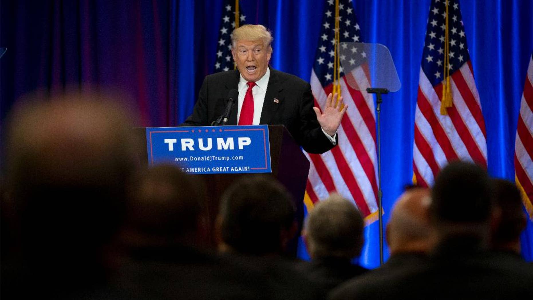 Republican presidential candidate Donald Trump speaks in New York, Wednesday, June 22, 2016. (AP Photo/Mary Altaffer)