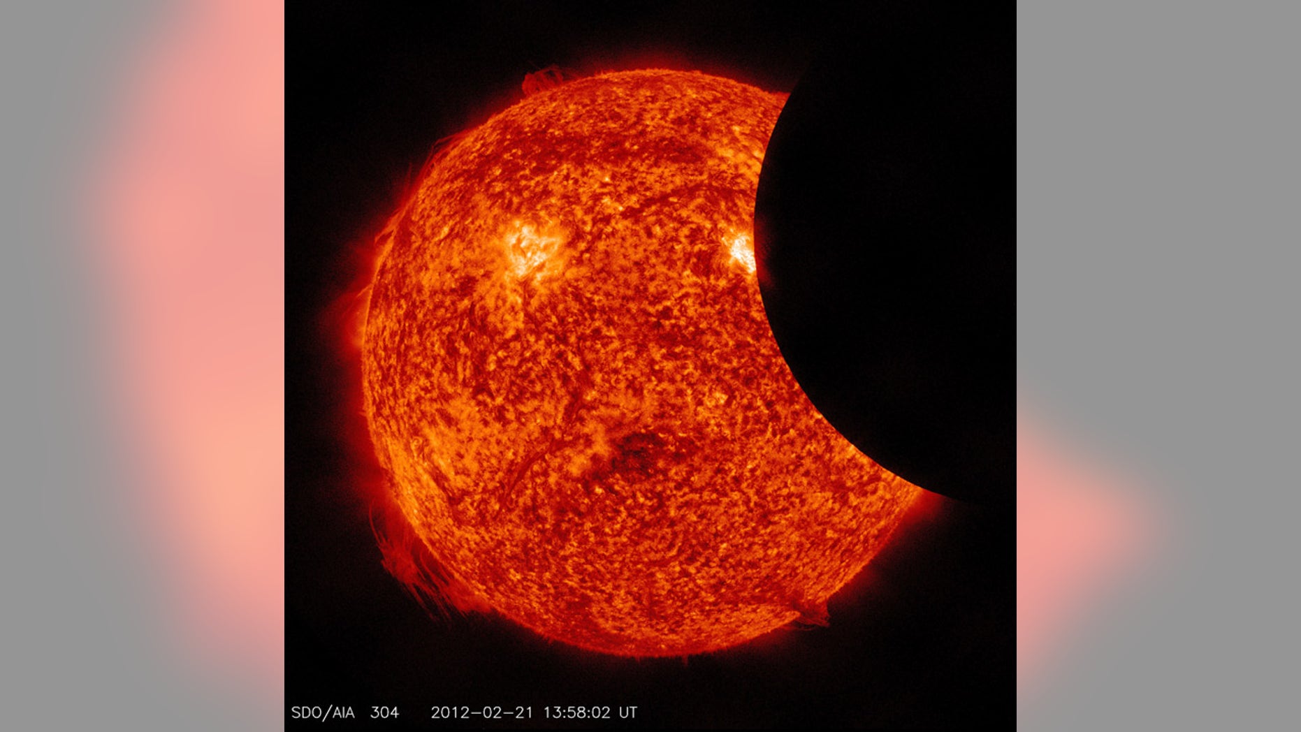 A partial solar eclipse, as observed by NASA's Solar Dynamics Observatory in February 2012.