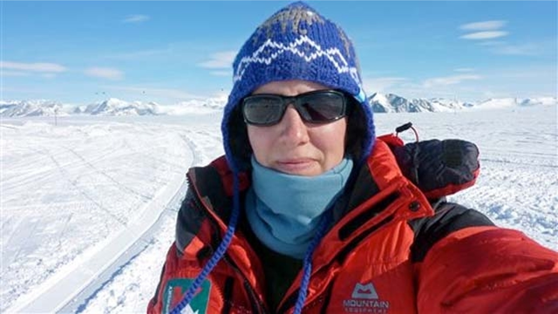 Nov. 19, 2011: Felicity Aston takes a picture of herself at Union Glacier days before she traveled to her starting point on the Ross Ice Shelf for a solo trek across Antarctica.