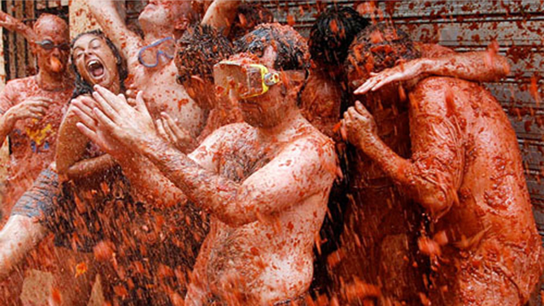 The famous La Tomatina festival is the epic tomato-launching battle ensues until 100 tons of tomato guts covers the Spanish town.