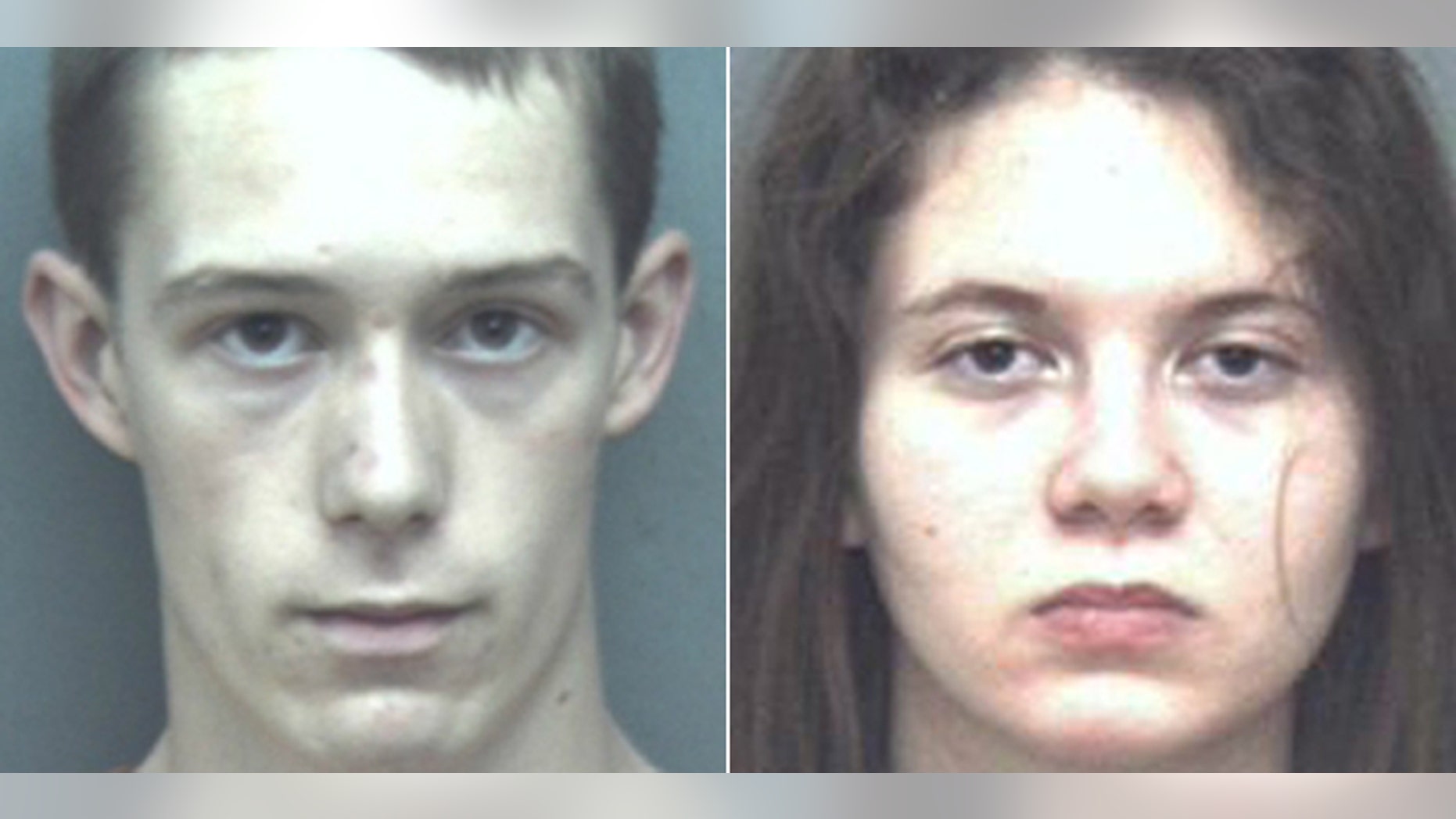 Mug shots of David Eisenhauer and Natalie Keepers, charged in the death of a Virginia teen. (Blacksburg Police Department)