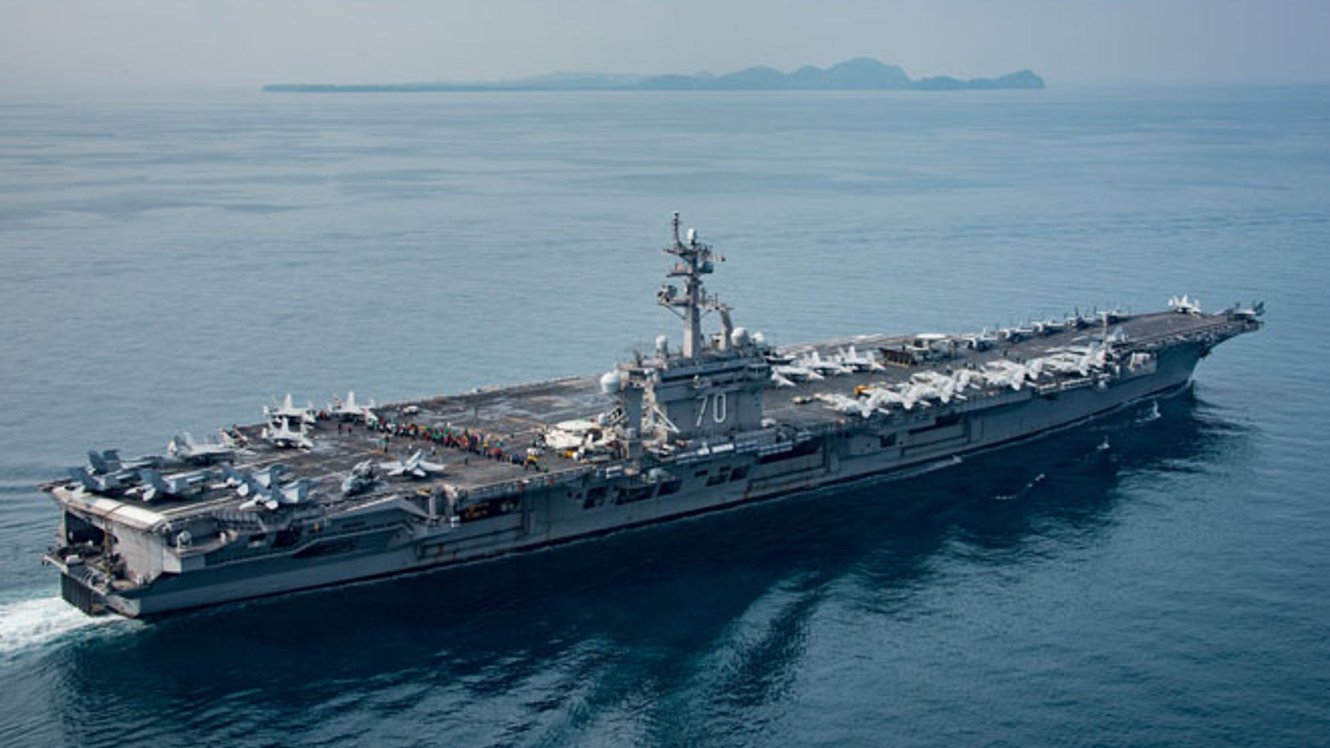USS Carl Vinson in the Sunda Strait in Indonesia on Friday