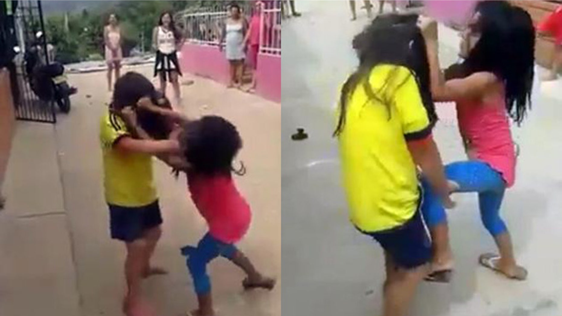 The girls are encouraged to punch each other and pull hair.