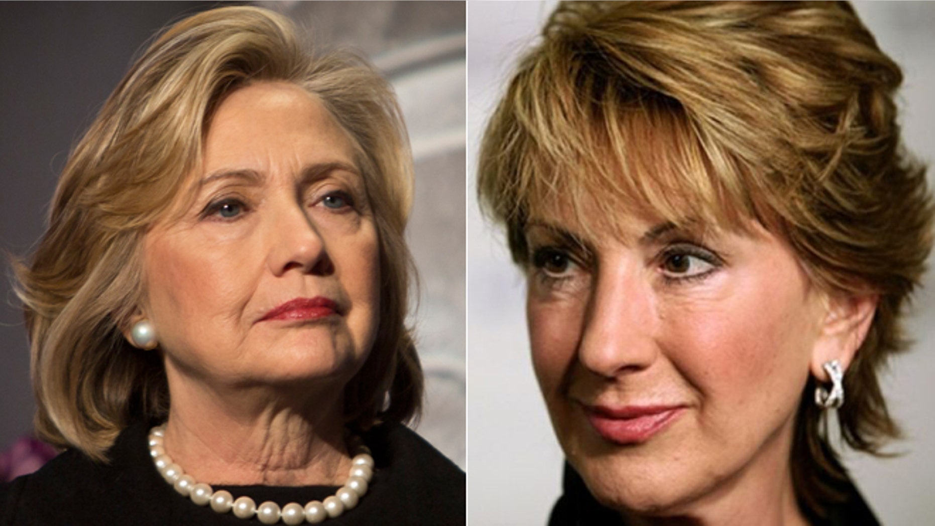 Hillary Rodham Clinton is seen in New York (left) and former Hewlett-Packard CEO Carly Fiorina (right).