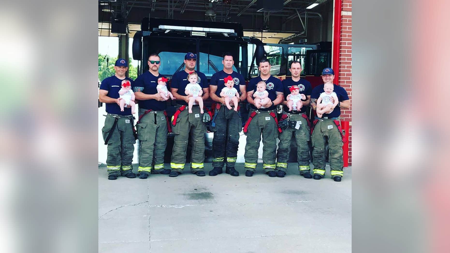 Seven of the 20 Glenpool firefighters became fathers within months of each other.