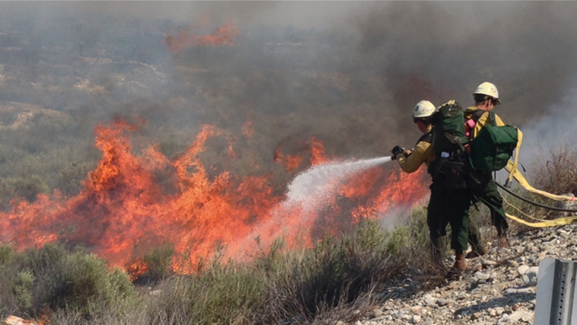 Apr. 30, 2014: Firefighters battle wildfire in Southern California.