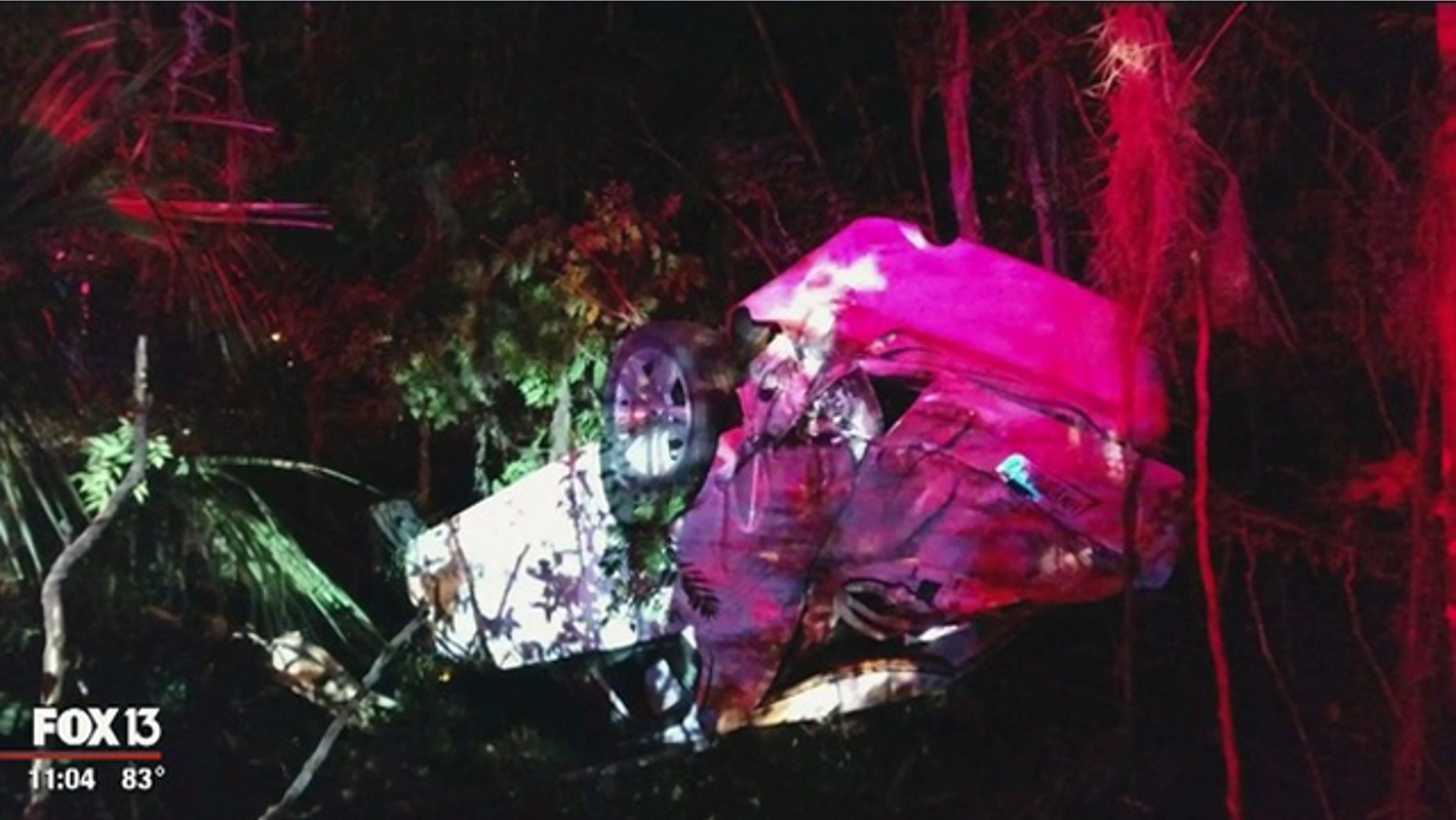 The scene after a car crash early Sunday in Inverness, Fla.