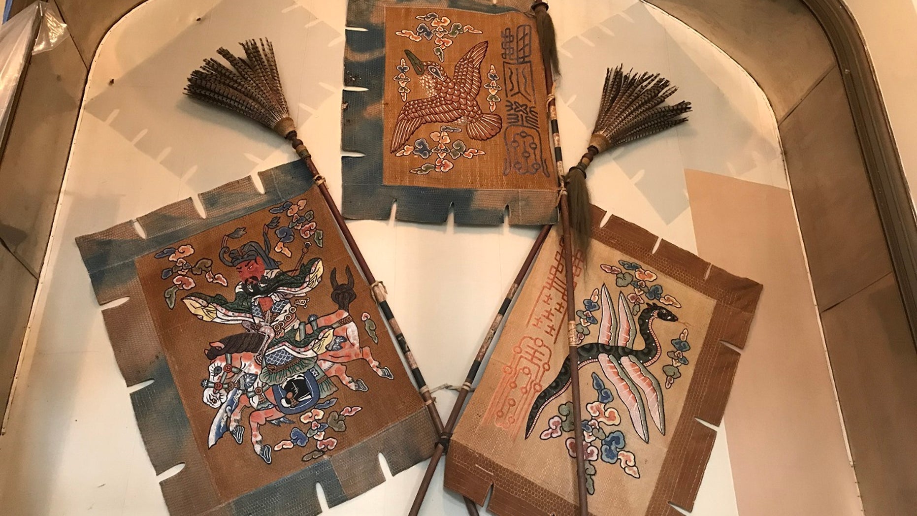 Korean battle flags purportedly tied to Kim Ung-u, Kim Jong Un’s ancestor, were found this month at the U.S. Naval Academy as British ensigns were being taken out of display cases, the US Naval Institute (USNI) said Friday.
