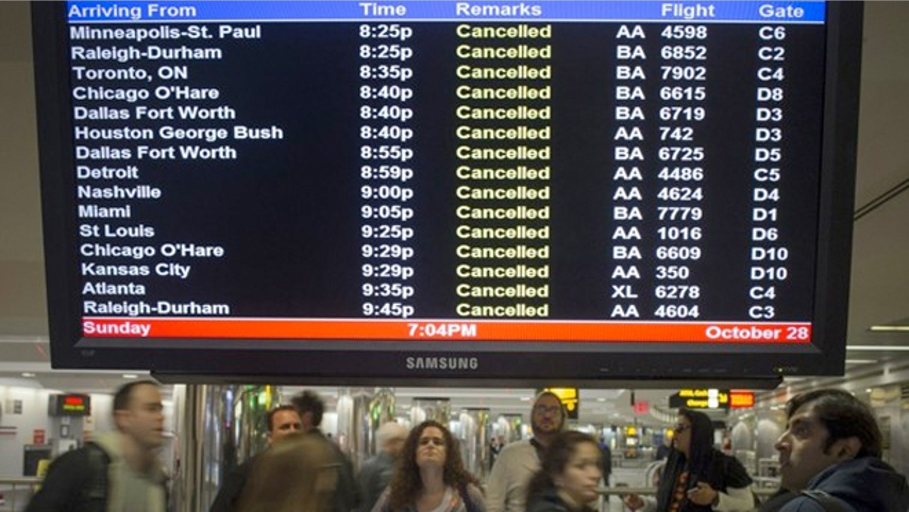 Hurricane Sandy's powerful winds is already affecting the region and cancelling thousands of flights.