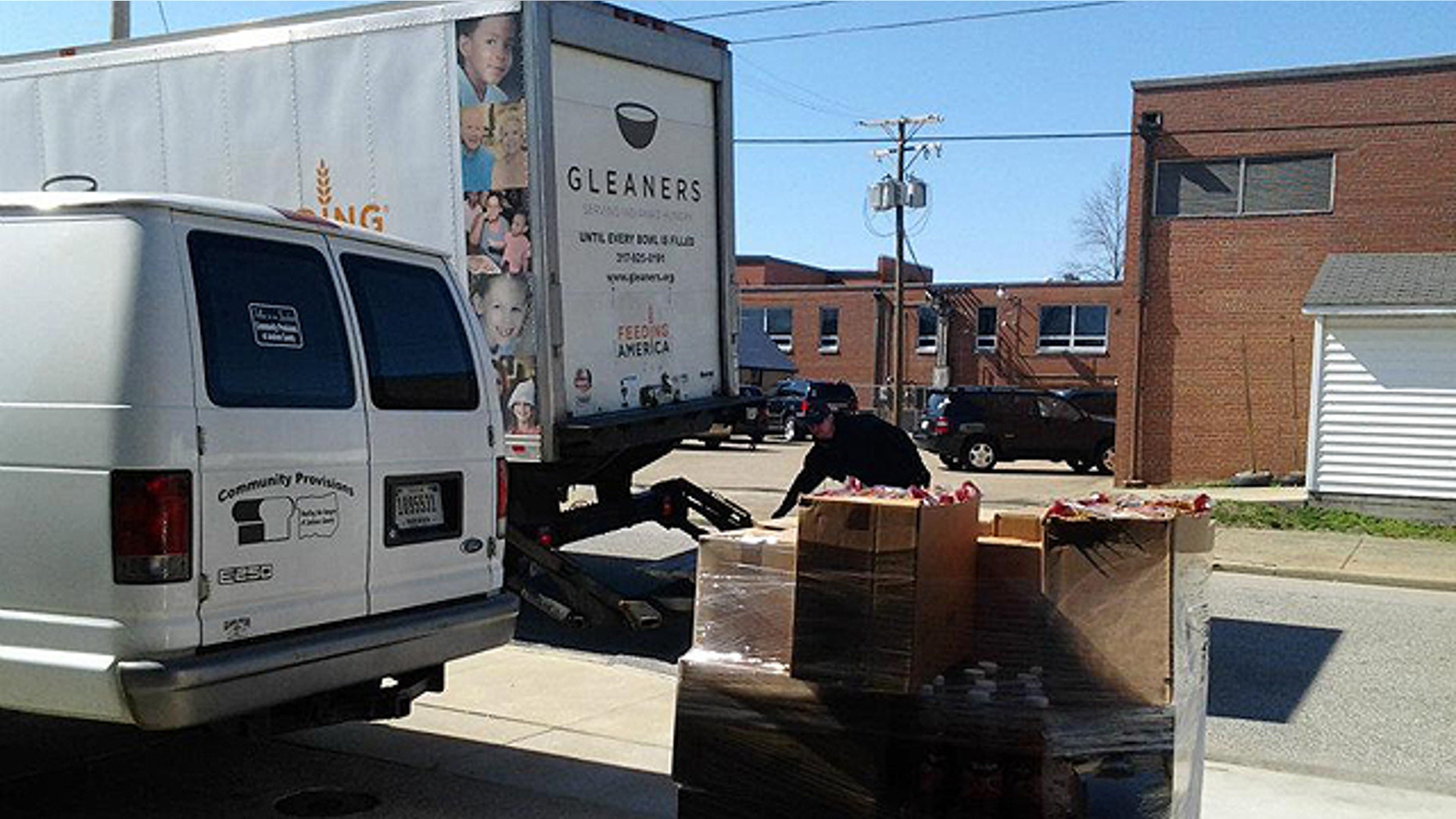 The last remaining pallet of government food from the Emergency Food Assistance Program is removed on Friday from Community Provisions of Jackson County in Seymour, Ind.