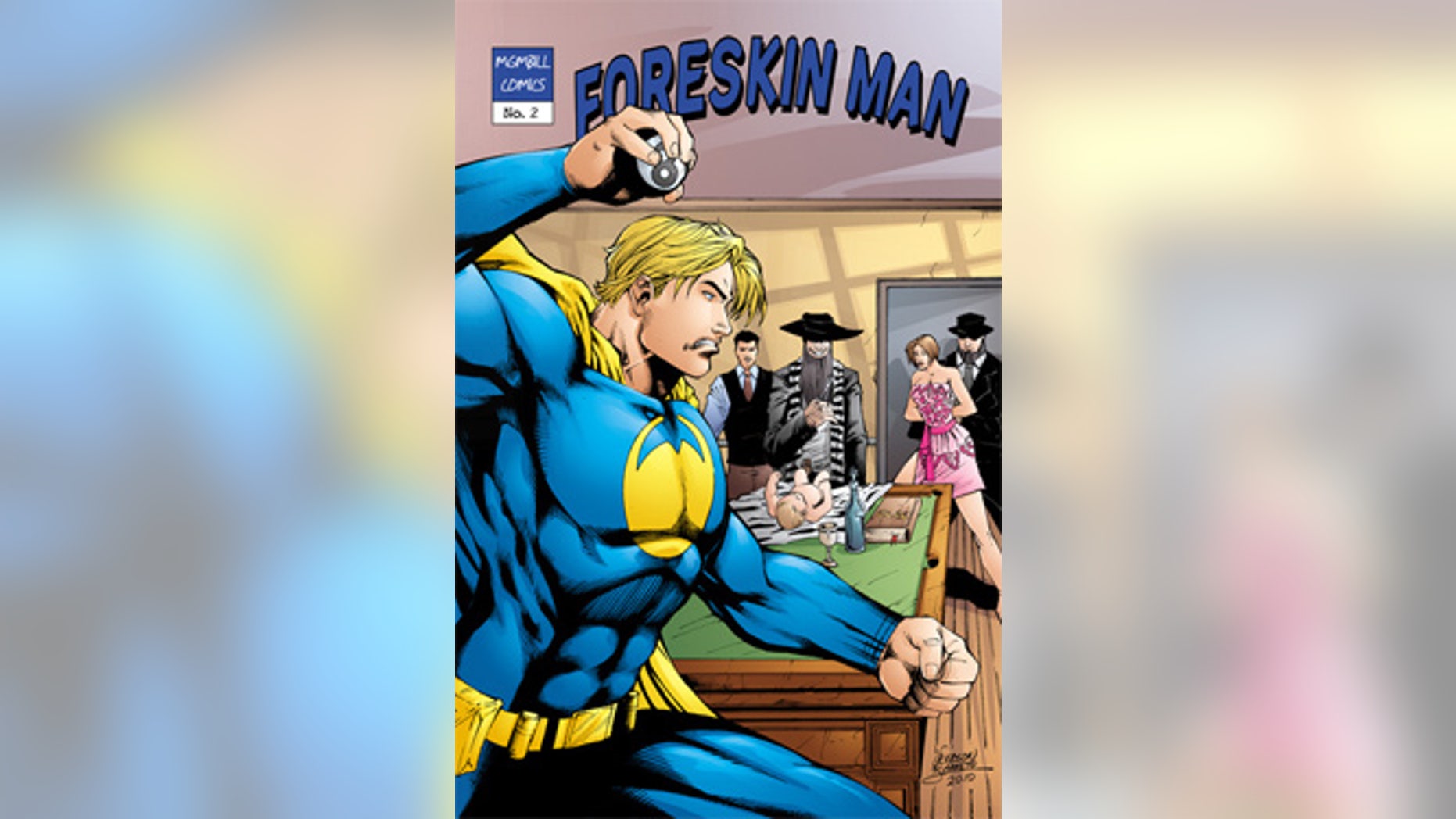 During an interview on Tuesday, Jena Troutman distanced herself from MGMbill.org, which is led by Matthew Hess, the author of "Foreskin Man" cartoon, which depicts a blond superhero taking on a character named "Monster Mohel." Several critics, including the Anti-Defamation League, have blasted the publication as "disrespectful and deeply offensive." (ForeskinMan.com)