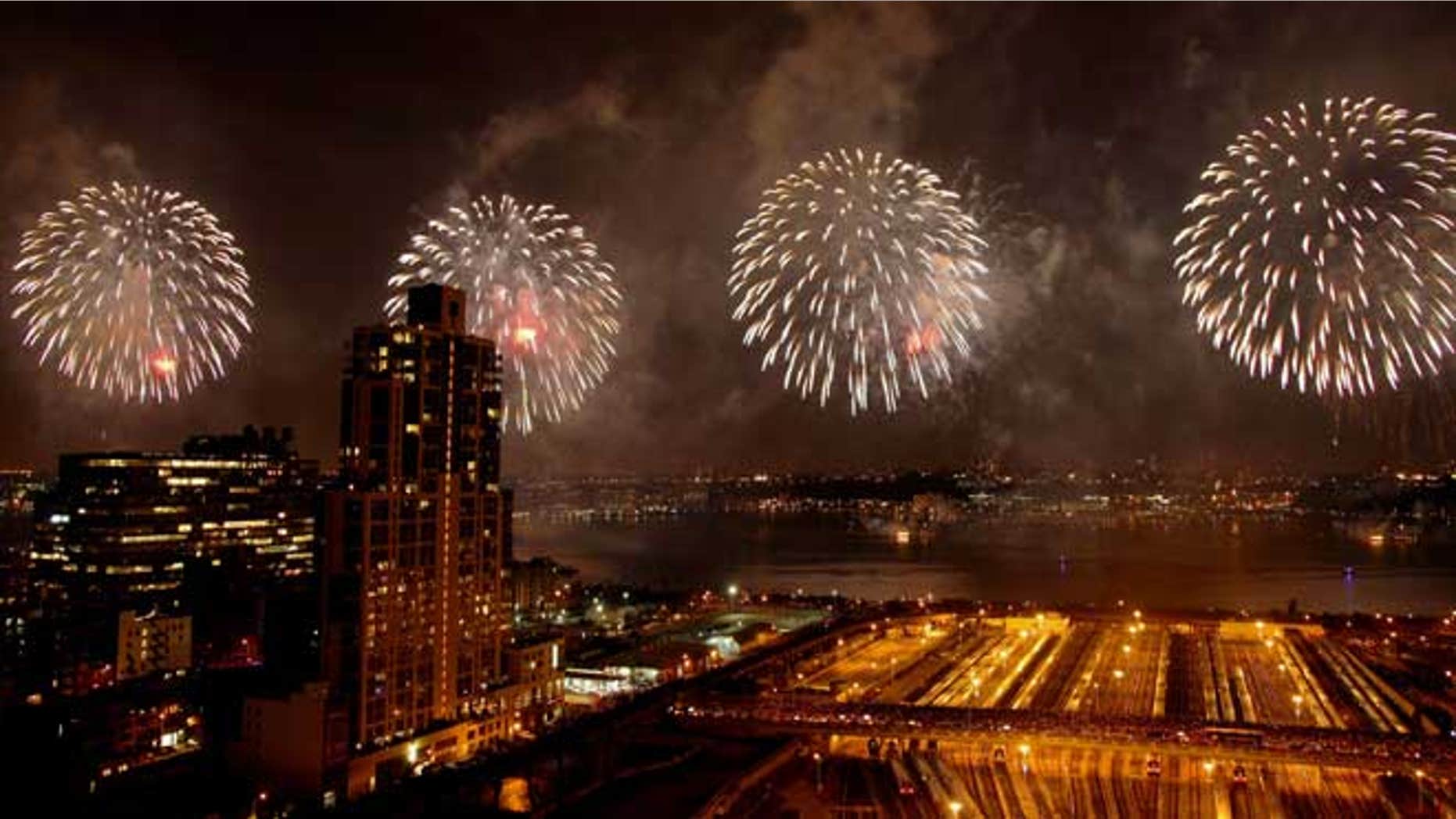 July 4, 2012: Fireworks light up the sky over the Hudson River during the Macy's Fourth of July fireworks show as seen from New York.