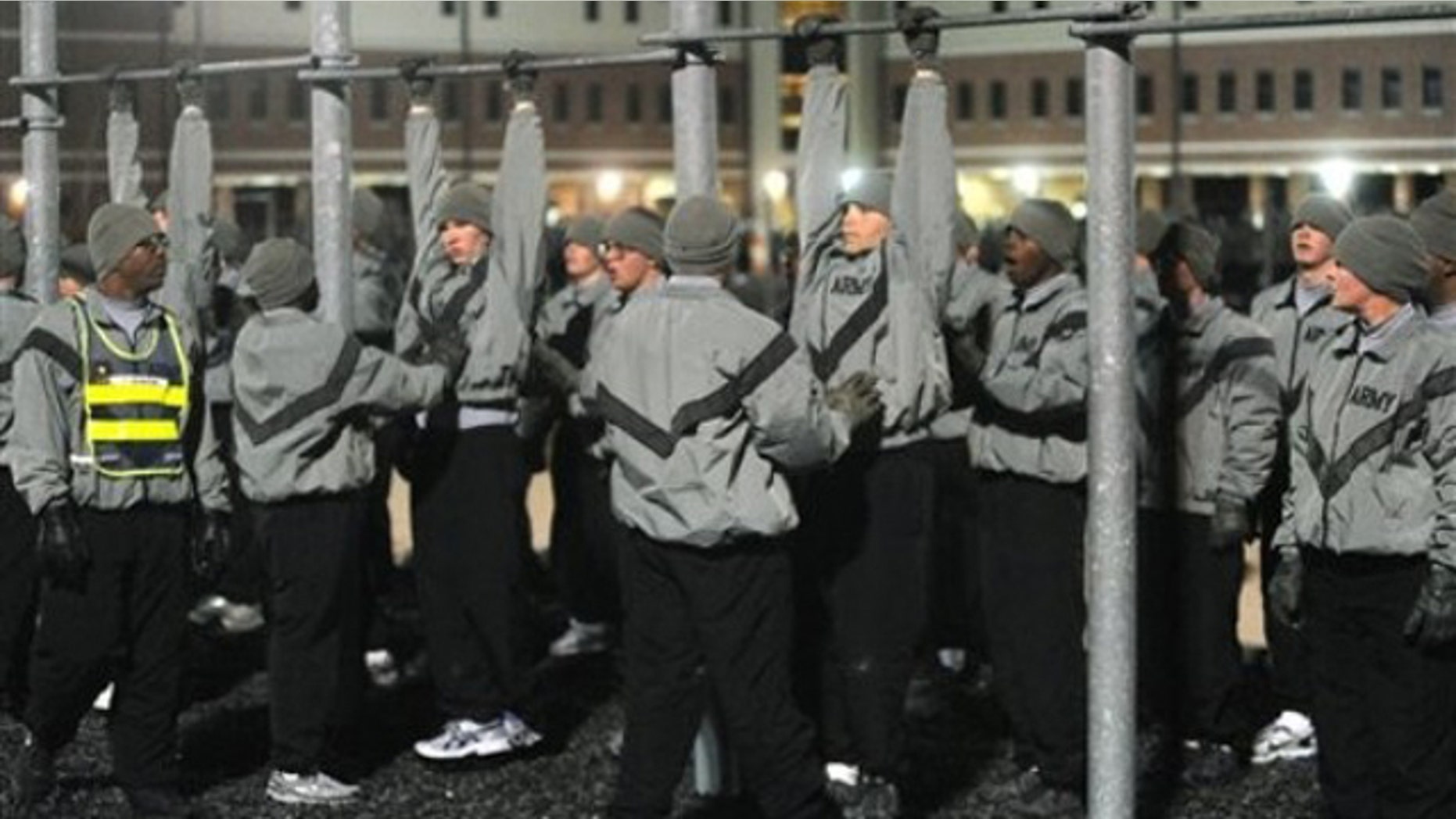 In this Dec. 1 photo, military police trainees are shown exercising at the 787th Military Police Battalion complex in Fort Leonard Wood, Mo. (AP Photo)