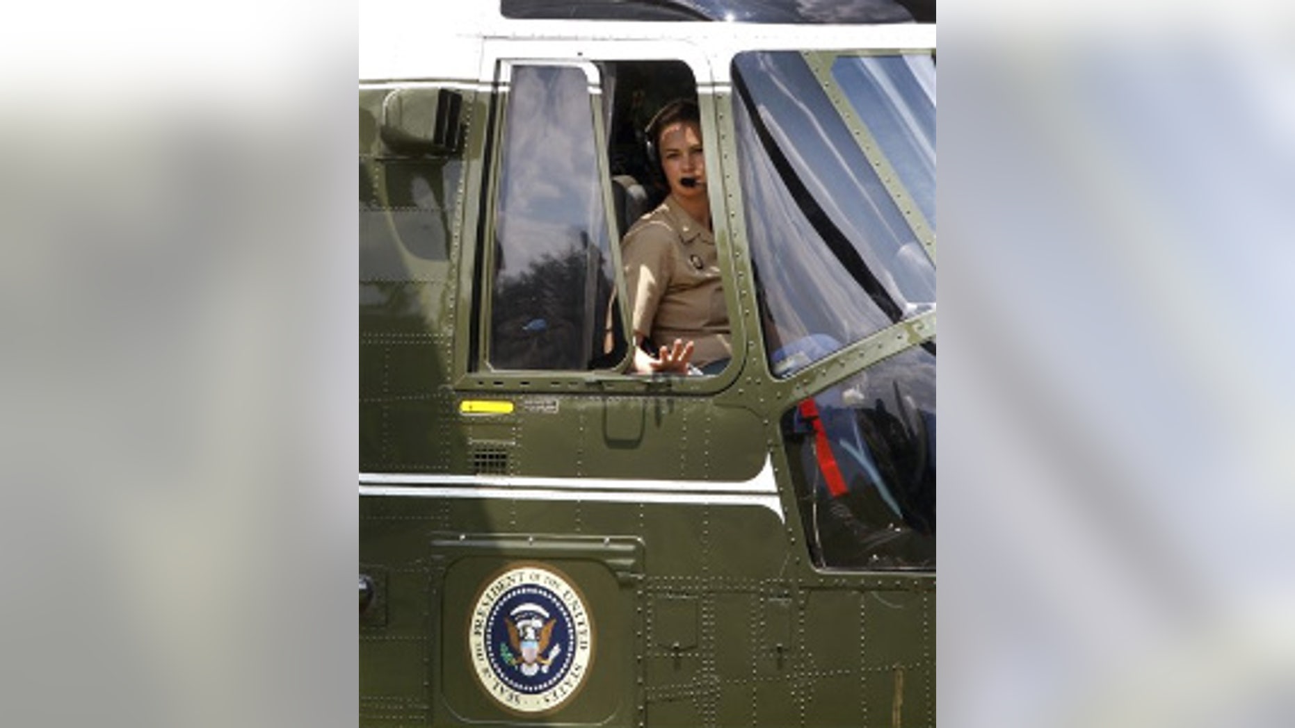 Maj. Jennifer Grieves on her last day in rotation as pilot of Marine One (AP Photo)