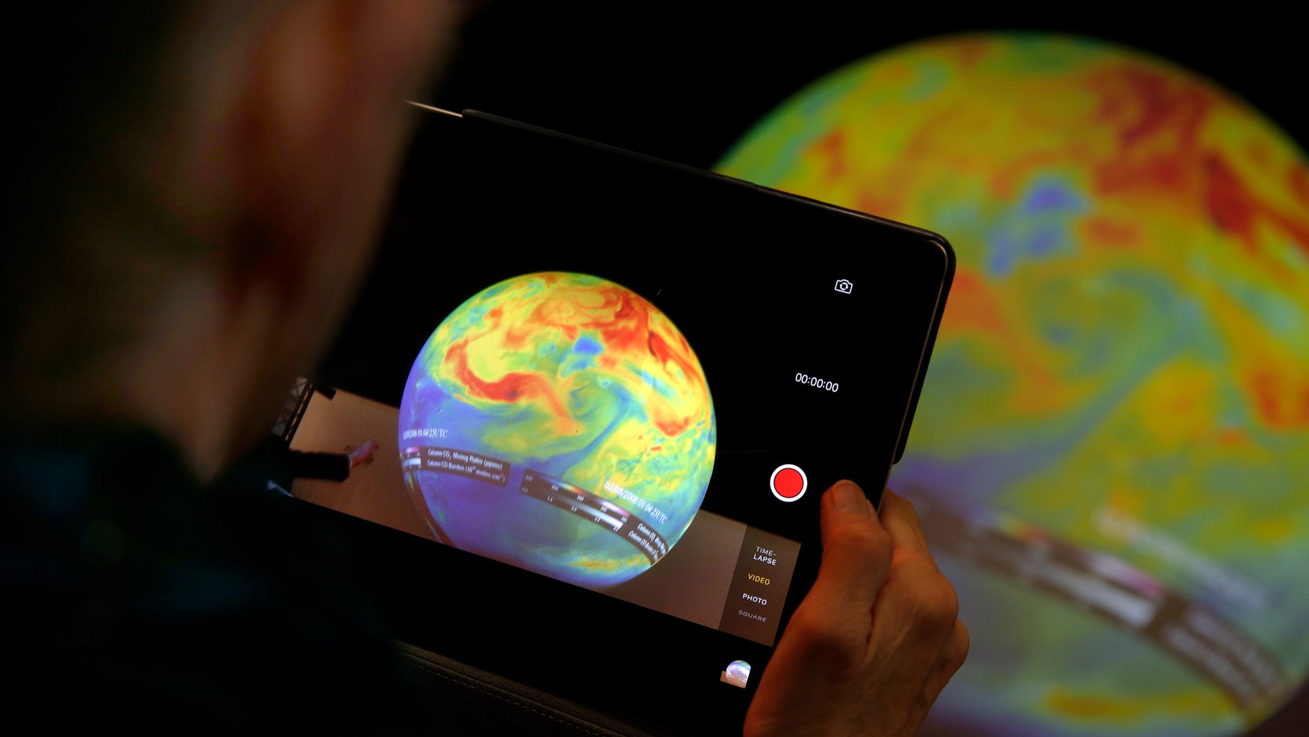 Dec. 7, 2015 - A picture of a globe at the COP21, the UN Climate Change Conference in Le Bourget, north of Paris. World governments are meeting to seek a solution to climate change, focusing on reducing emissions of carbon dioxide and other greenhouse gases, primarily by shifting from oil, coal and gas to cleaner energy sources. (AP)