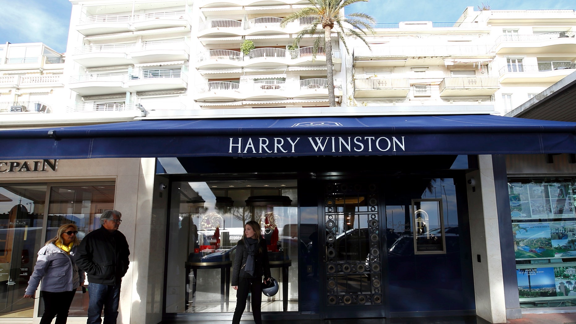Outside view of the Harry Winston jewelry store in Cannes, southern France, Wednesday, Jan. 18, 2017.