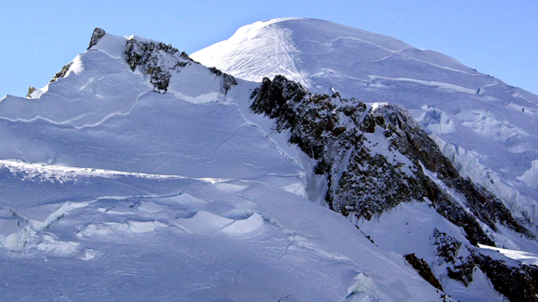 This file photo shows Mont Blanc, western Europe's highest mountain.