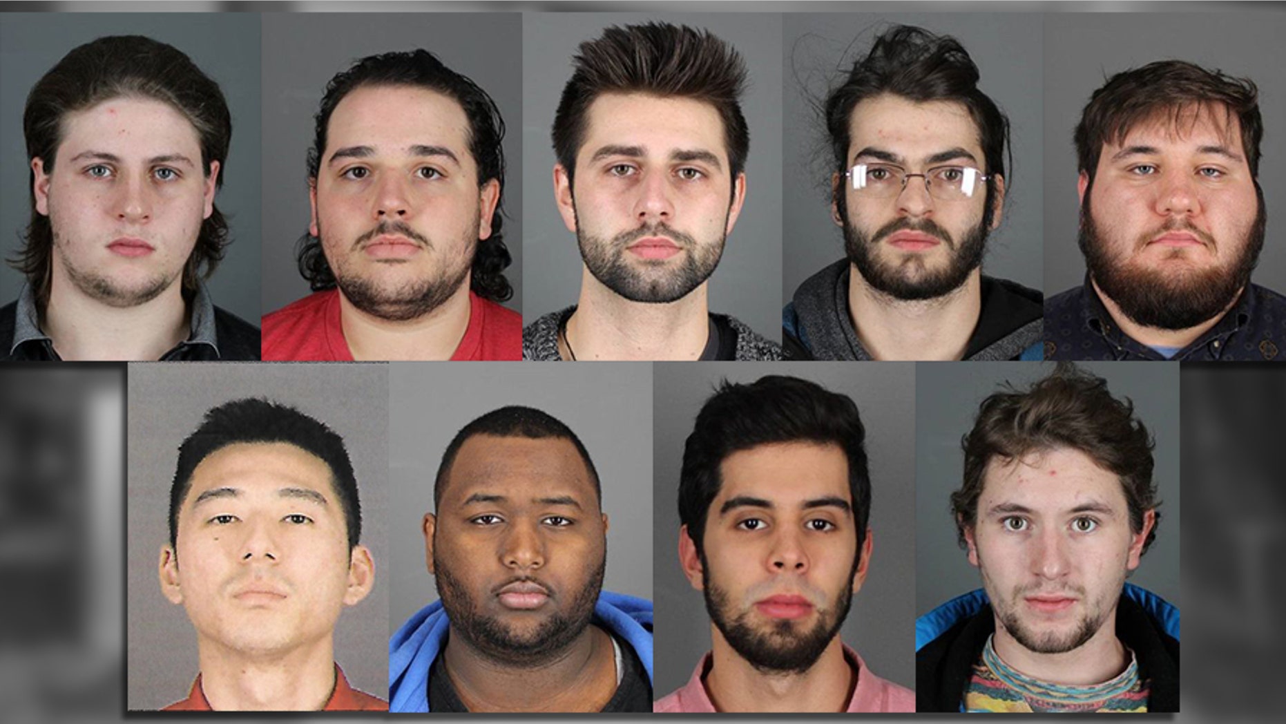 Nine men were arrested at a State University of New York school Wednesday for alleged hazing and animal cruelty.