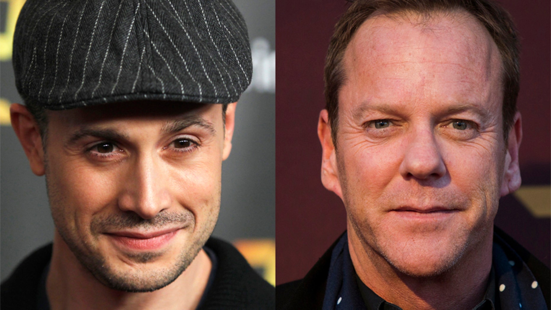 Actors Freddie Prinze Jr. (L) and Kiefer Sutherland (R).