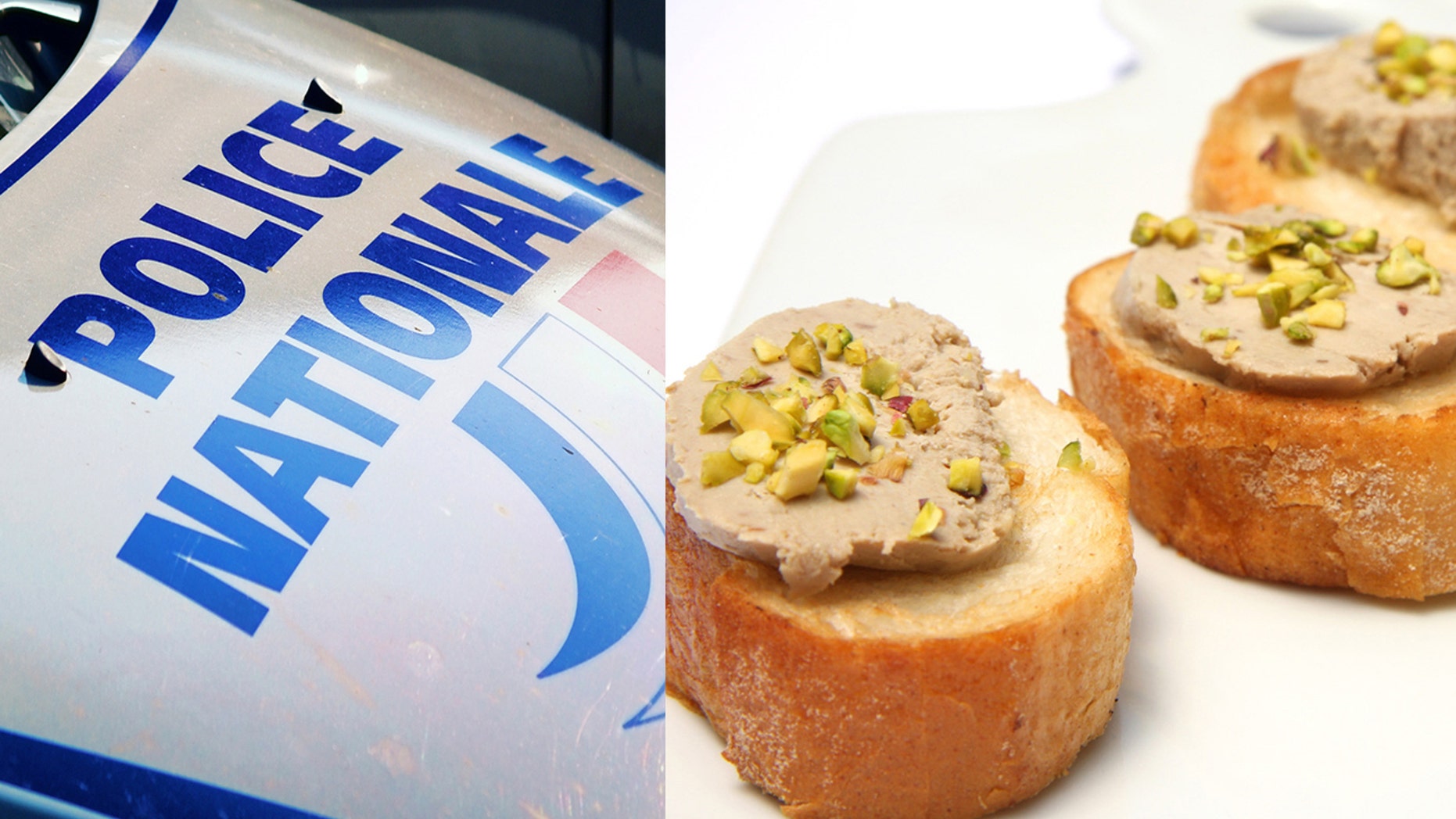 Police say the man was eating foie gras on toast, while also watching a movie on his laptop on the car dashboard while he was driving.