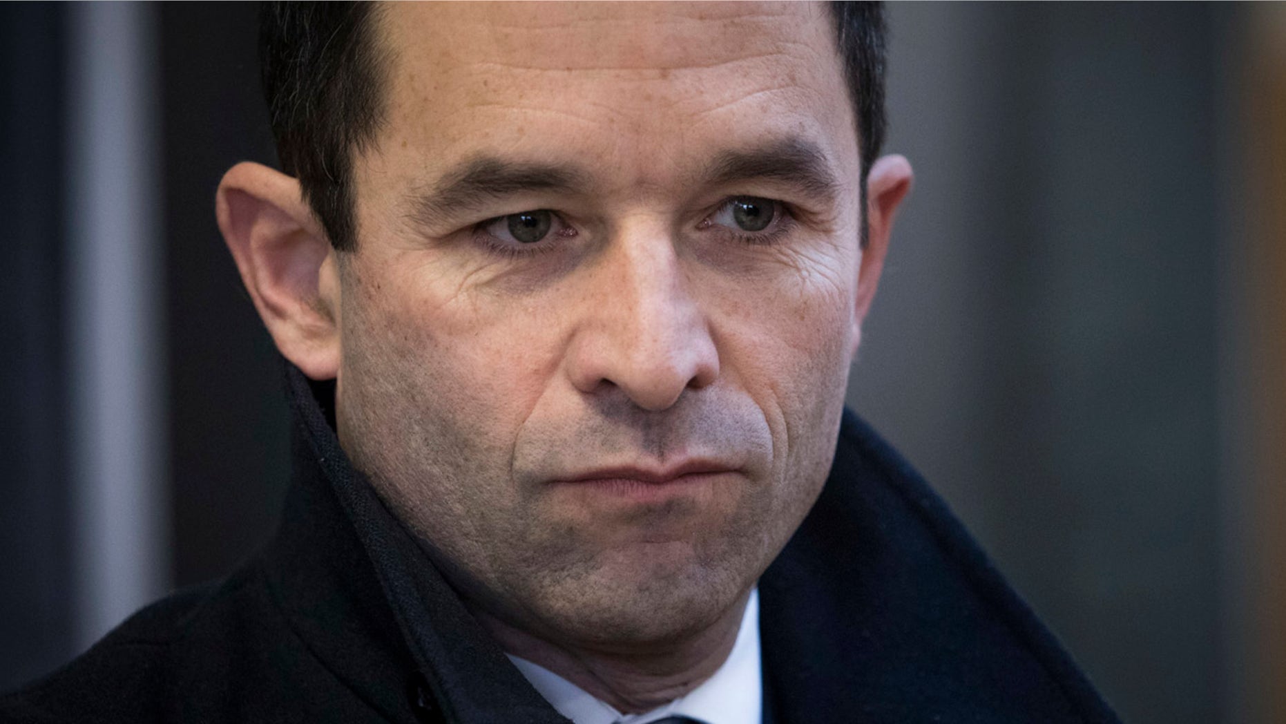 Jan. 29, 2017: Benoit Hamon, a candidate for the French left's presidential nomination, looks on before voting as part of the second round of the primaries in Trappes, west of Paris